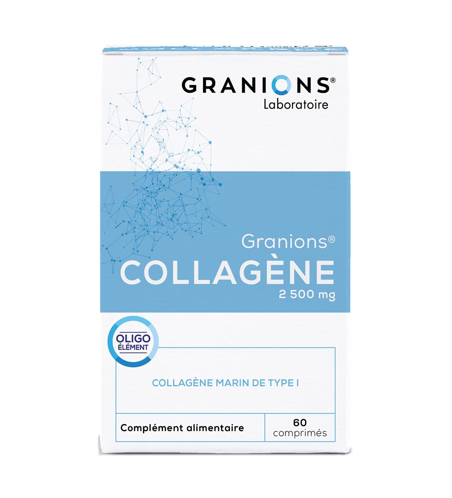 Marine Collagen Granions | Marine Collagen 2500mg + Zinc | Skin Hydrolyzed Hydrolyzed Marine Collagen Type 1 + Zinc Food Supplement - Marine Collagen Made in France - 60 Tablets - Buy Online on GoSupps.com