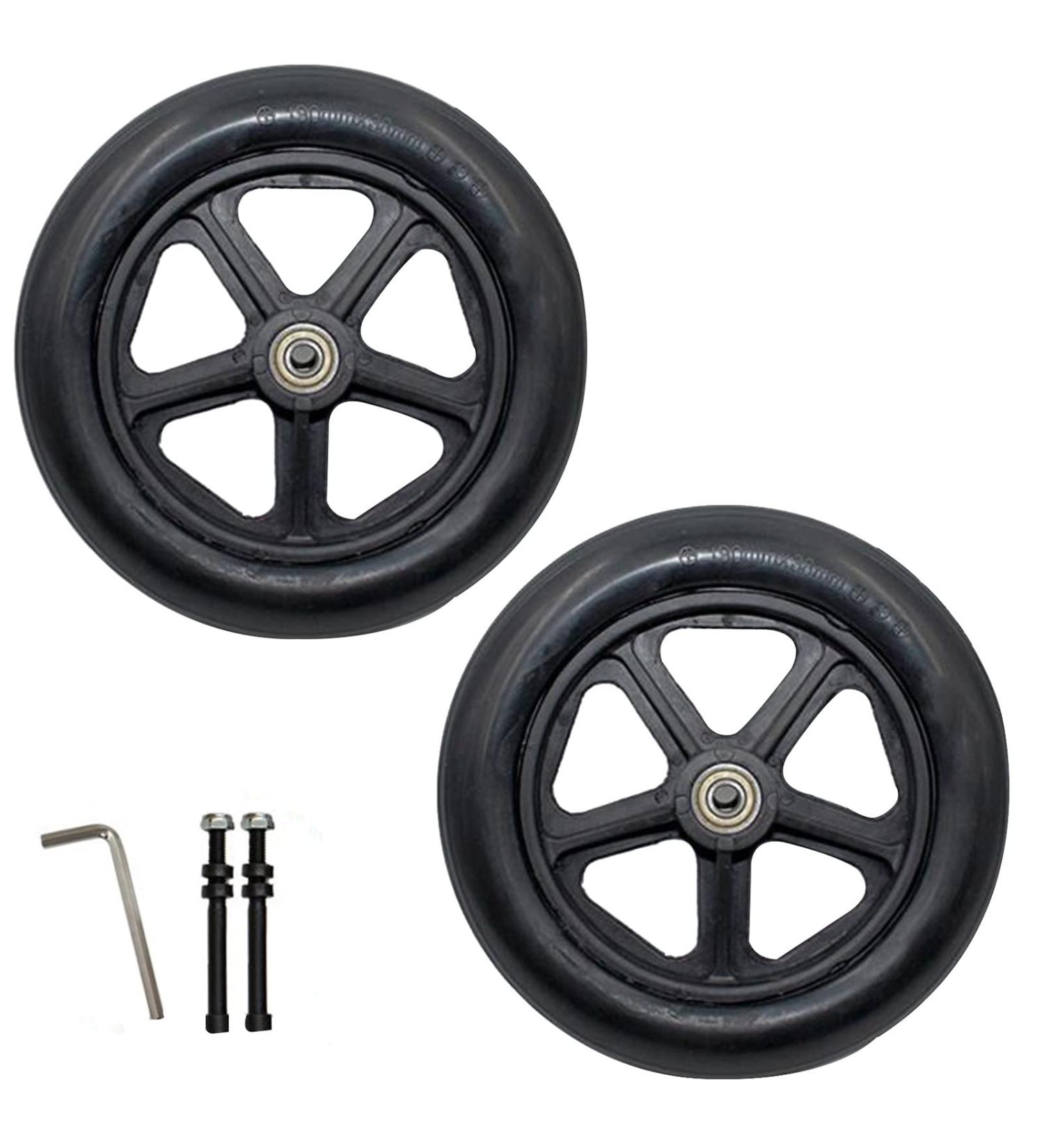 Wheelchair Front Wheel 8Inch Wheelchair Front Wheel(1 Pair) Solid Replacement Wheels for Wheelchair Rollators Walk 5/16"(8 Mm) Bearing/Gray(Black) - Buy Online on GoSupps.com