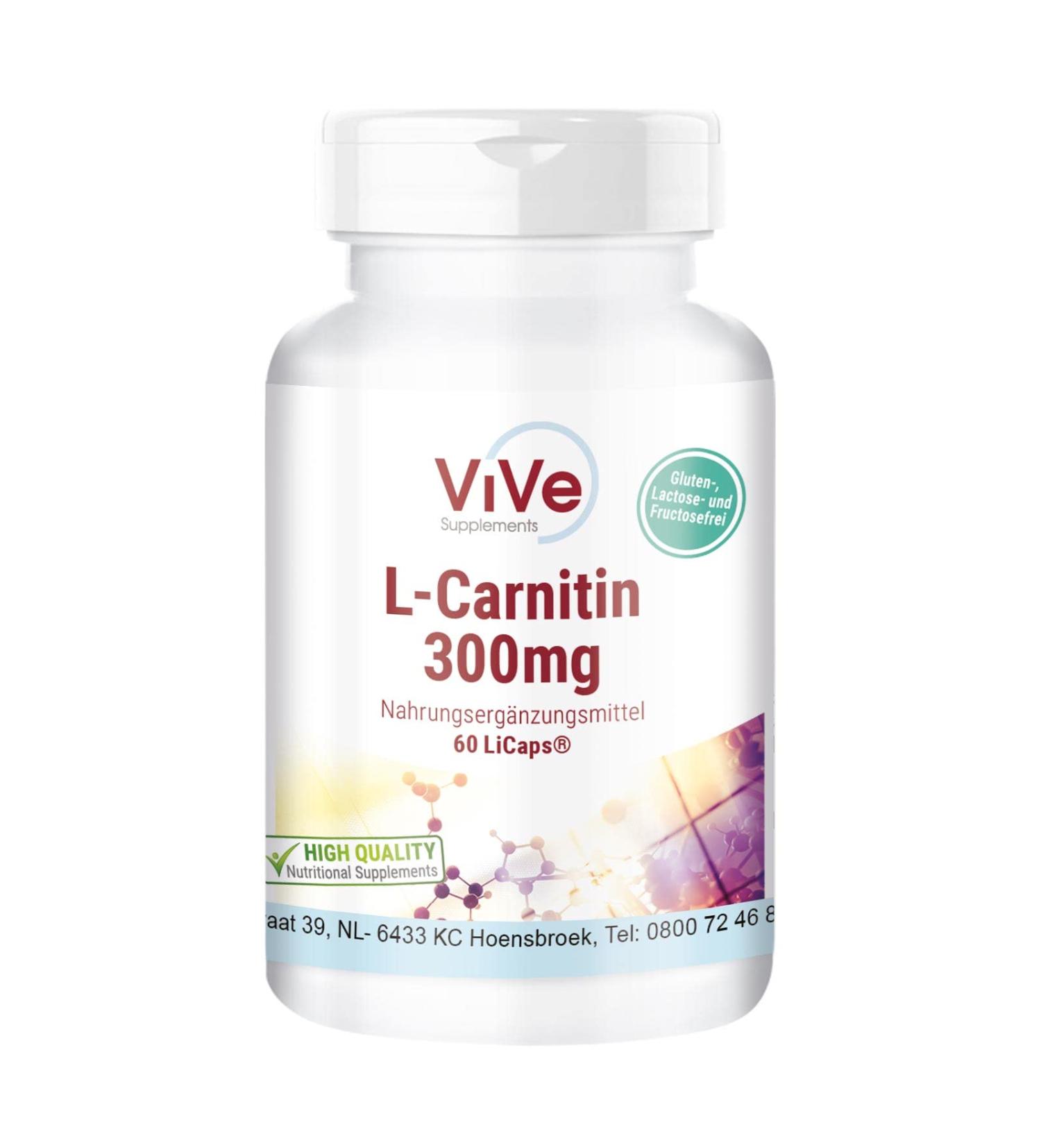 L-Carnitine 300 mg - 60 Vegan Capsules | Crystallines Carnipure Carnitine - High Dose - Premium Quality from Germany | Vive Supplements - Buy Online on GoSupps.com