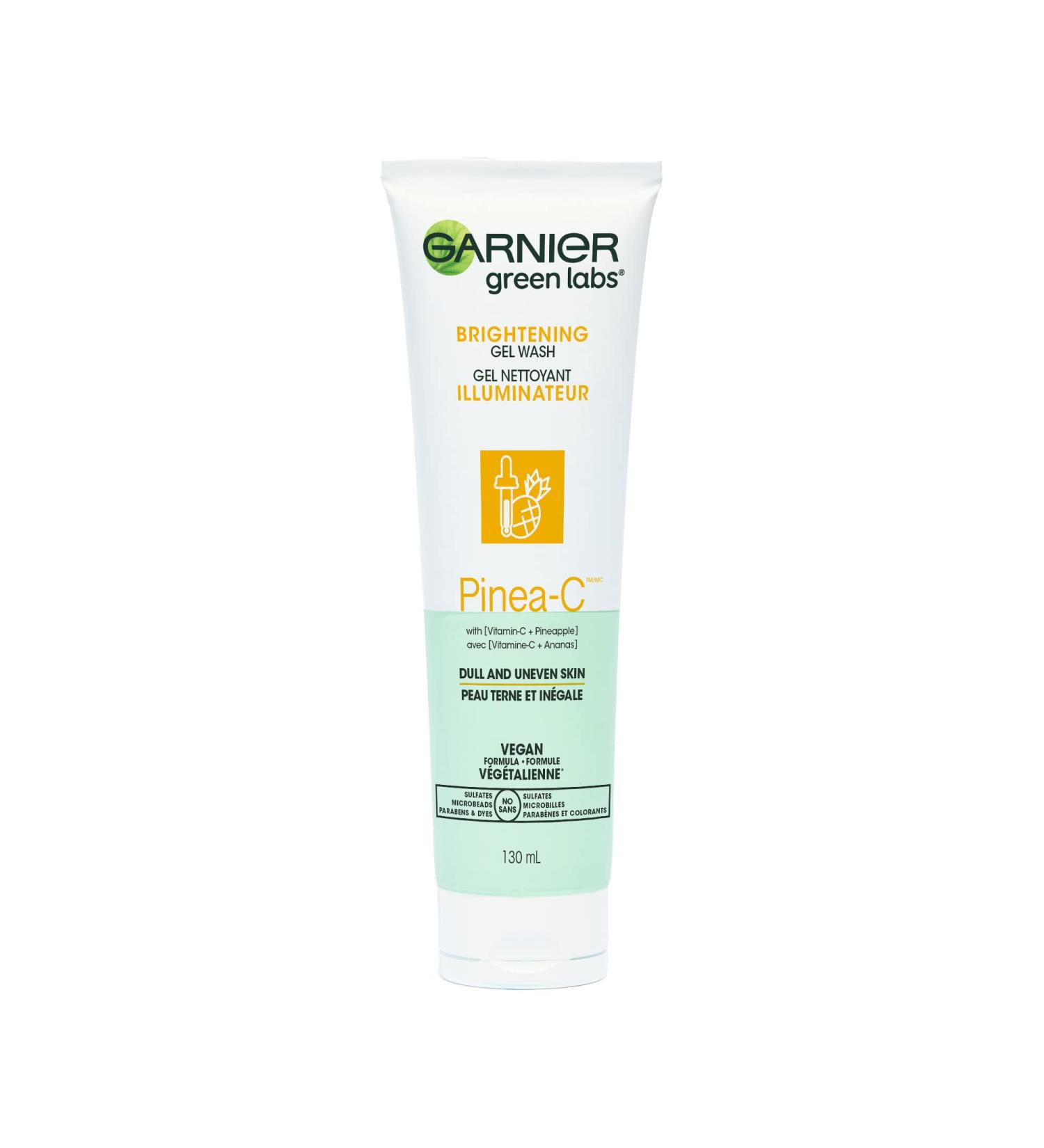 Garnier SkinActive Green Labs Brightening Gel Cleanser with Vitamin C - 4.4 oz (Pinea-C Pineapple) - for Dull, Uneven Skin - Buy Online on GoSupps.com