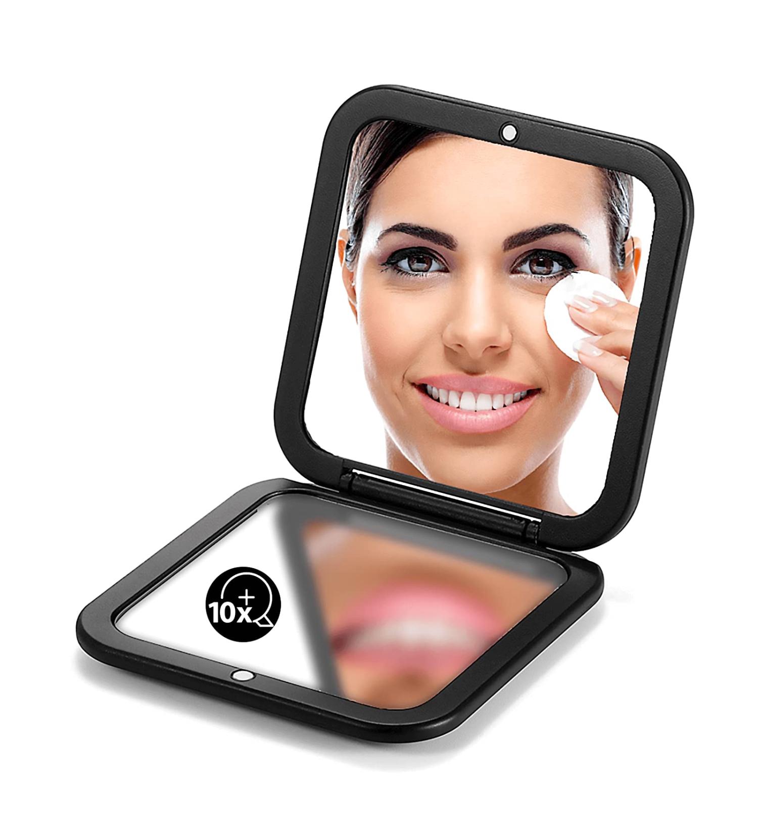 OMIRO Folding Compact Mirror 1X/10X Magnification - Black 10X - Travel Makeup Hand Mirror - Buy Online on GoSupps.com