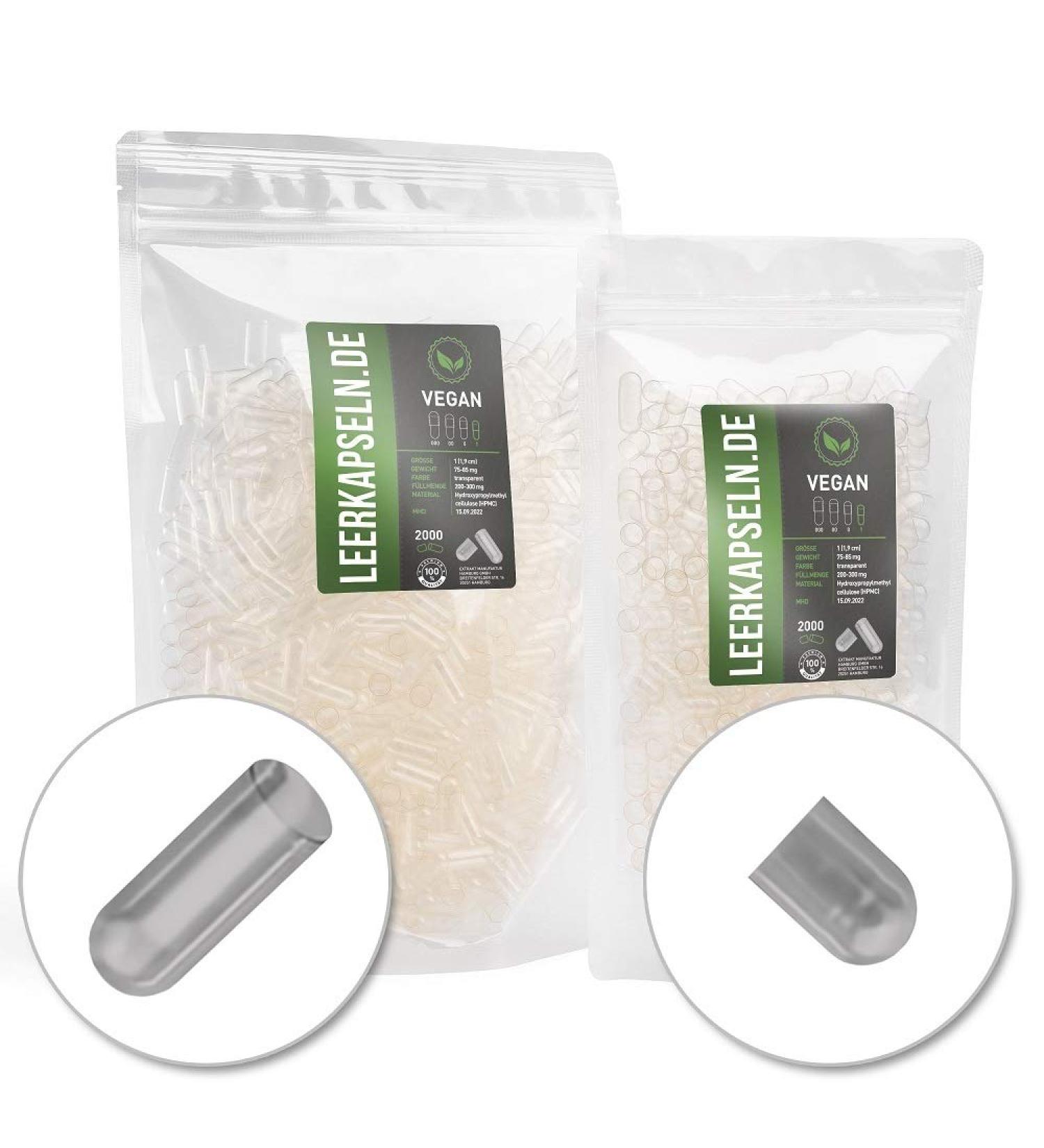 2000 Softgels | HPMC Size 1 | Transparent Vegan Vegetarian | No Pre-Opening Needed (2000) - Buy Online on GoSupps.com