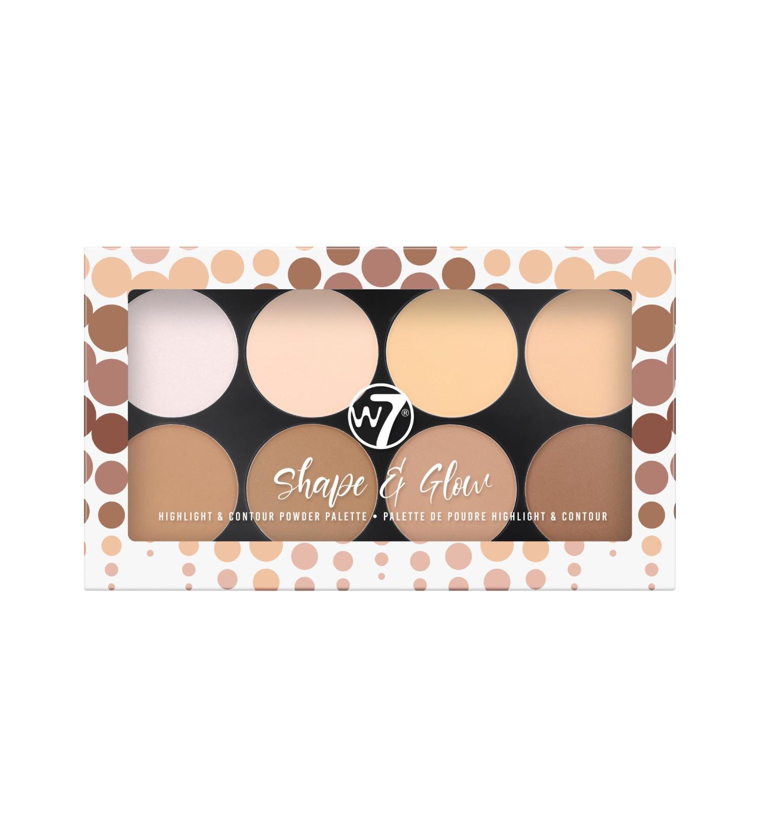 W7 Shape & Glow Highlight & Contour Powder Palette - 8 Shade Professional Face Makeup - Buy Online on GoSupps.com