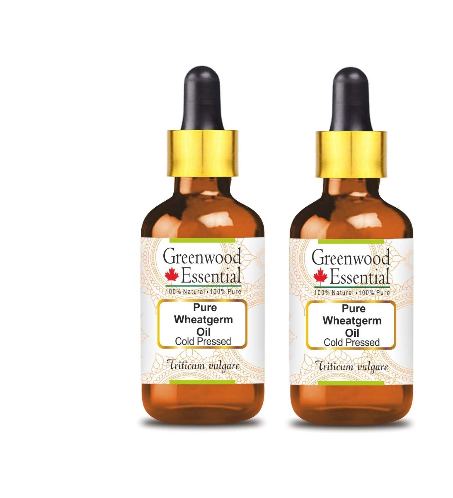 Greenwood Natural Wheat Germ Oil 100ml - Pure Therapeutic Quality Cold-Pressed Pack of 2 with Glass Droppers | International Shipping - Buy Online on GoSupps.com