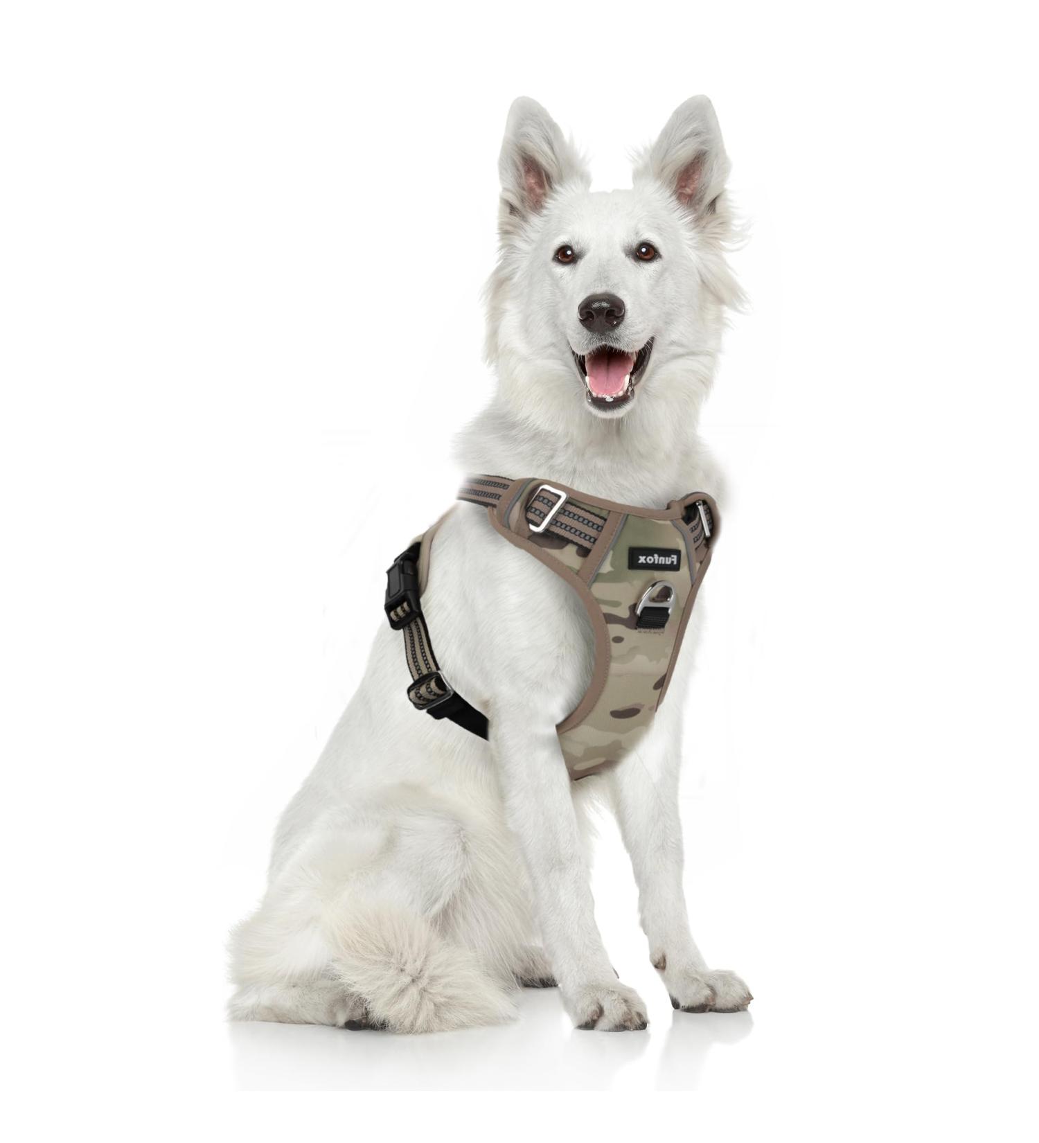 Buy Funfox No Pull Dog Harness for Large Dogs - Adjustable & Breathable XL Camouflage Green - Ideal for Training & Comfort - Buy Online on GoSupps.com