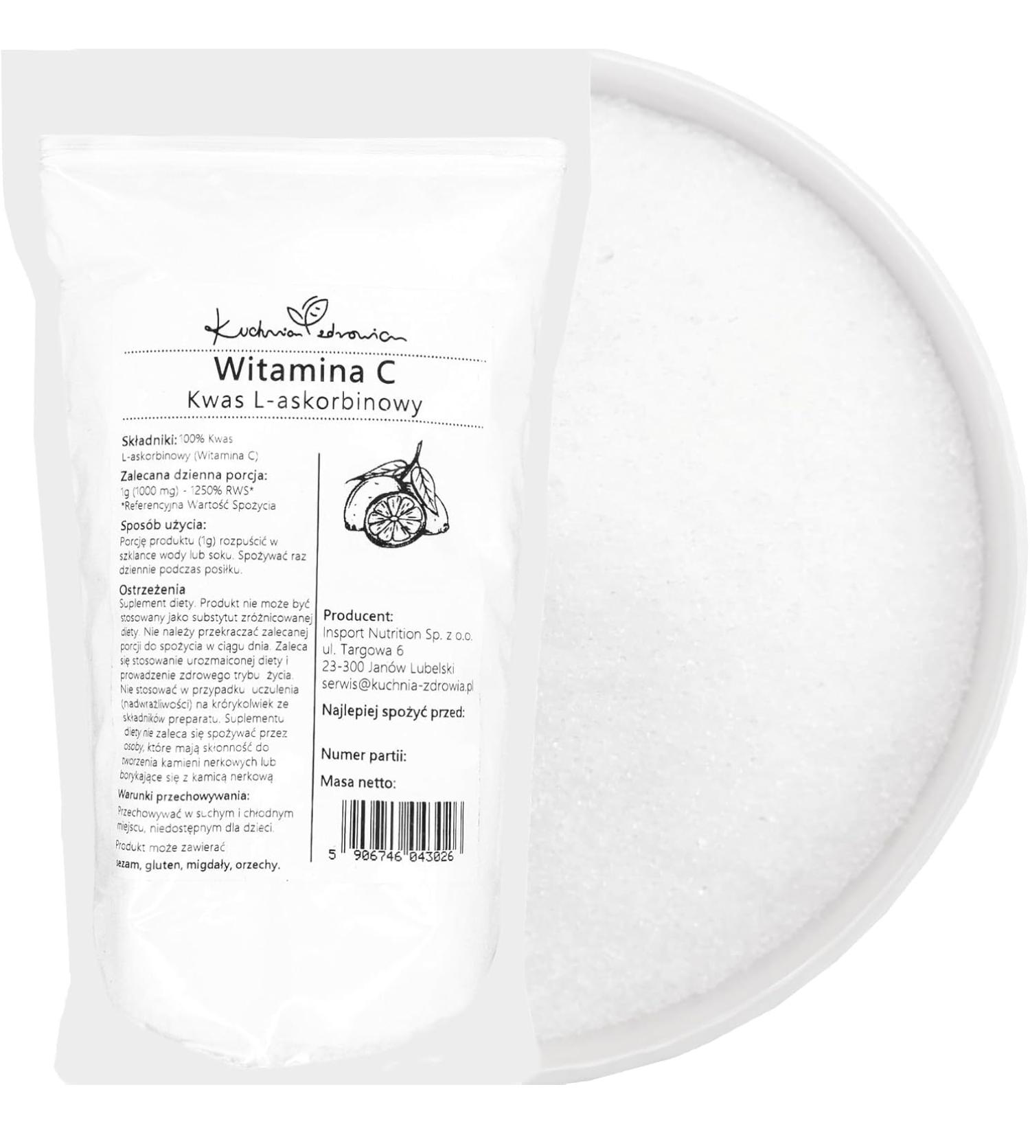 Vitamine C Poudre 1 kg Acide L-Ascorbique Pur 100% Naturel Id al Pour Boissons P tisseries Et Cuisine Qualit Sup rieure | Kuchnia Zdrowia 1 kg (Lot de 1) - Buy Online on GoSupps.com