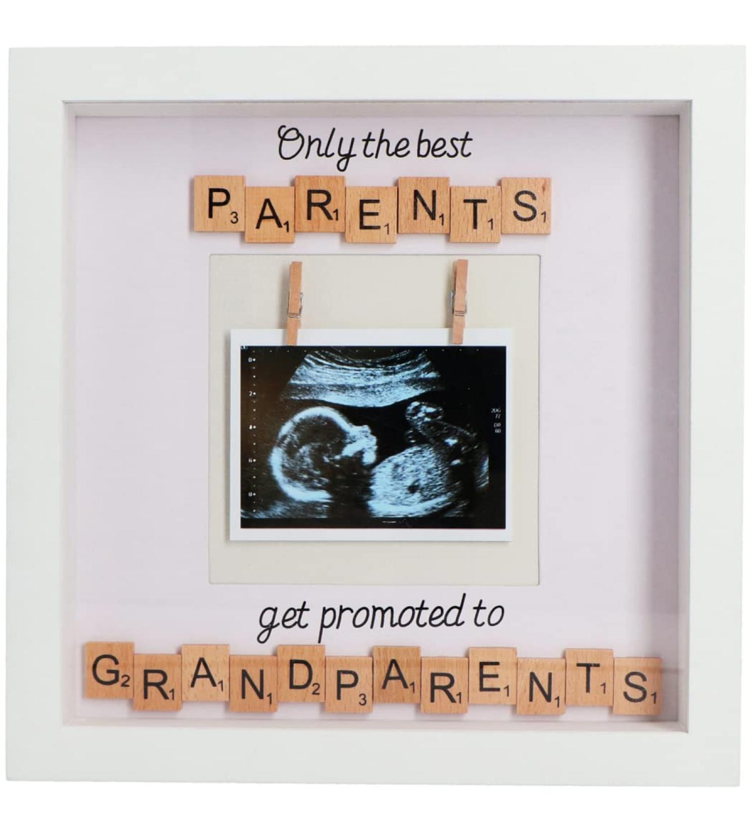 Sonogram Picture Frame for New Grandma & Grandpa | Scrabble Style Letters | Keepsake Ultrasound Frame | Nursery Dcor | Best Baby Announcement - Buy Online on GoSupps.com
