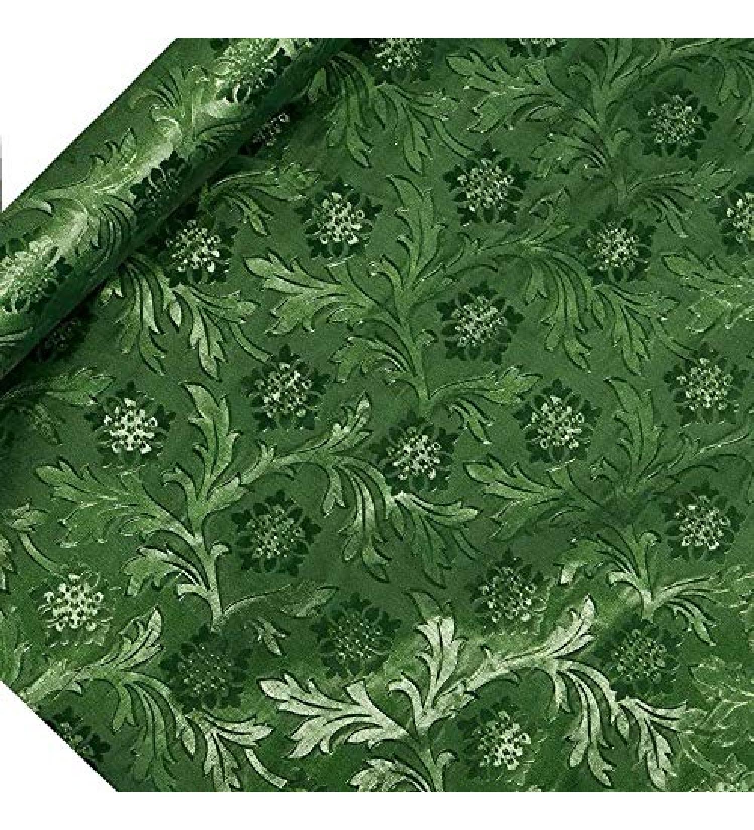 Moss Green Embossed Floral Foils 20 X 10 Yards