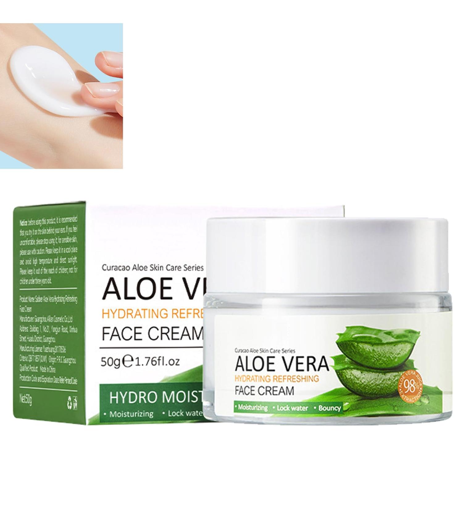 KOAHDE Aloe Vera Gel Face Cream Pure Aloe Vera Hydrating Refreshing Moisturizing Face Cream Face Moisturizer For Women Natural Aloe Cream for Dry Skin Natural Aloe Cream Acne Soothing 50G - Buy Online on GoSupps.com