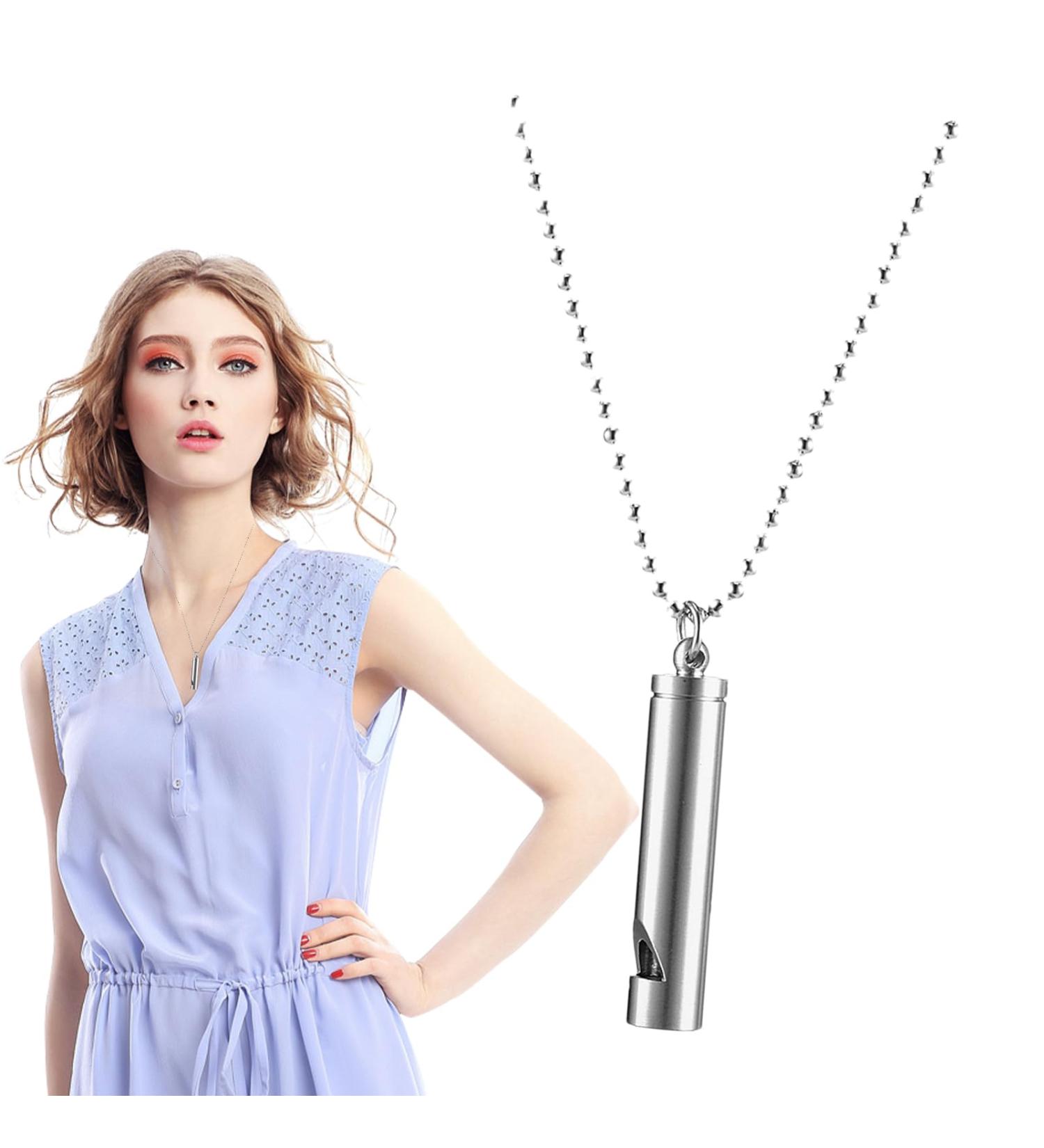 Stress Relief Necklace - Stainless Steel Breathing Necklace to Quit Vaping Calm Breath Necklace Spiritual Stress Necklace for Meditation Sleep Aid Calm Down Pochy 1 Silver - Buy Online on GoSupps.com