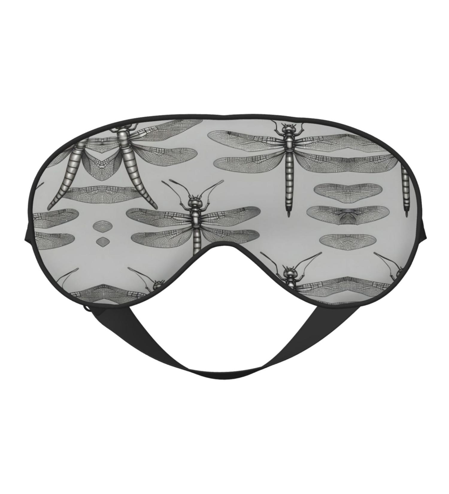 Dragonflies Grey Print Unisex Sleep Mask | Double-Sided Eye Mask for Sound Sleep & Skin Care - International Shipping - Buy Online on GoSupps.com