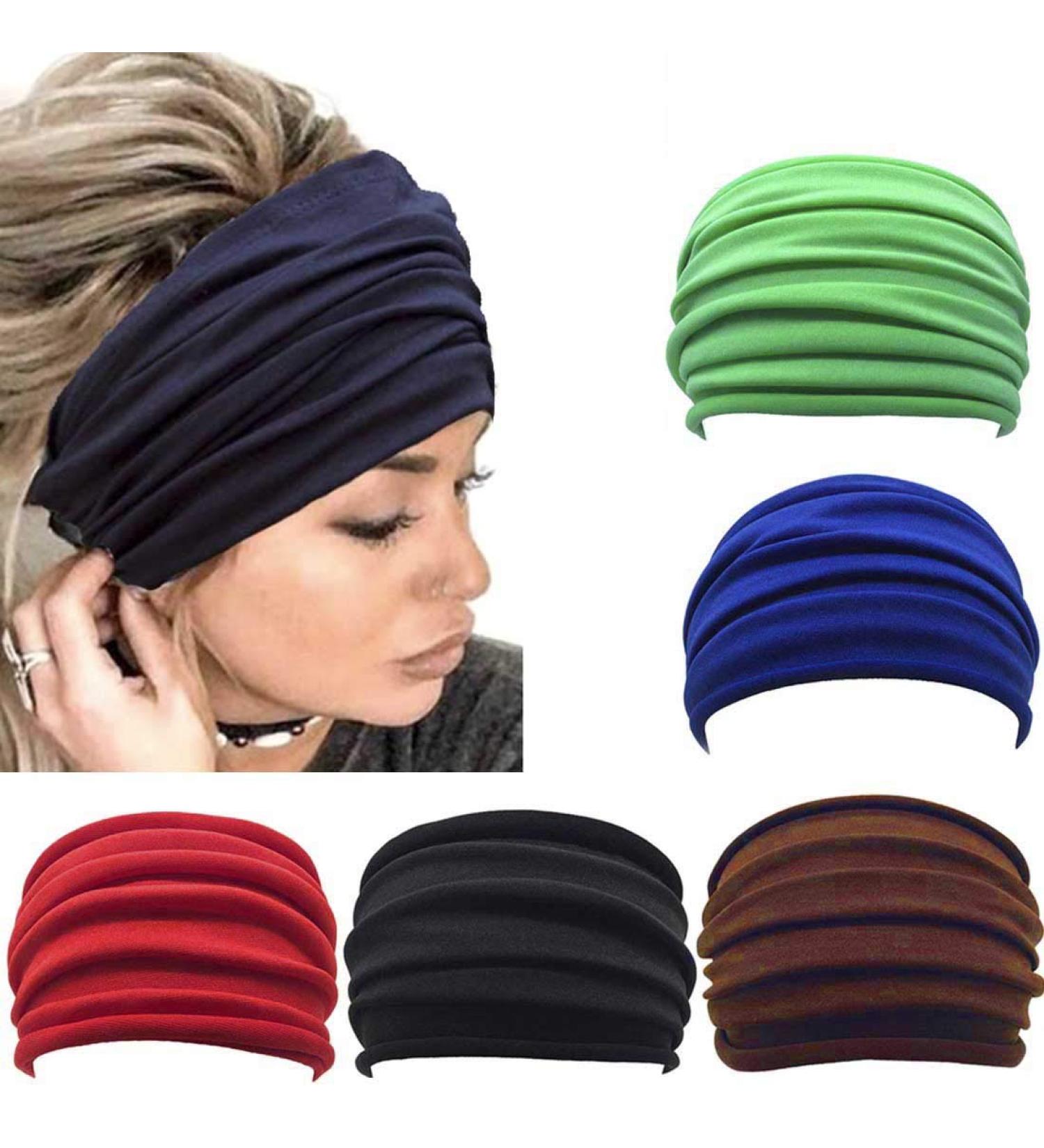 Fashband Turban Headbands - Wide Boho Head Wraps for Women and Girls - Pack of 5 - Buy Online on GoSupps.com