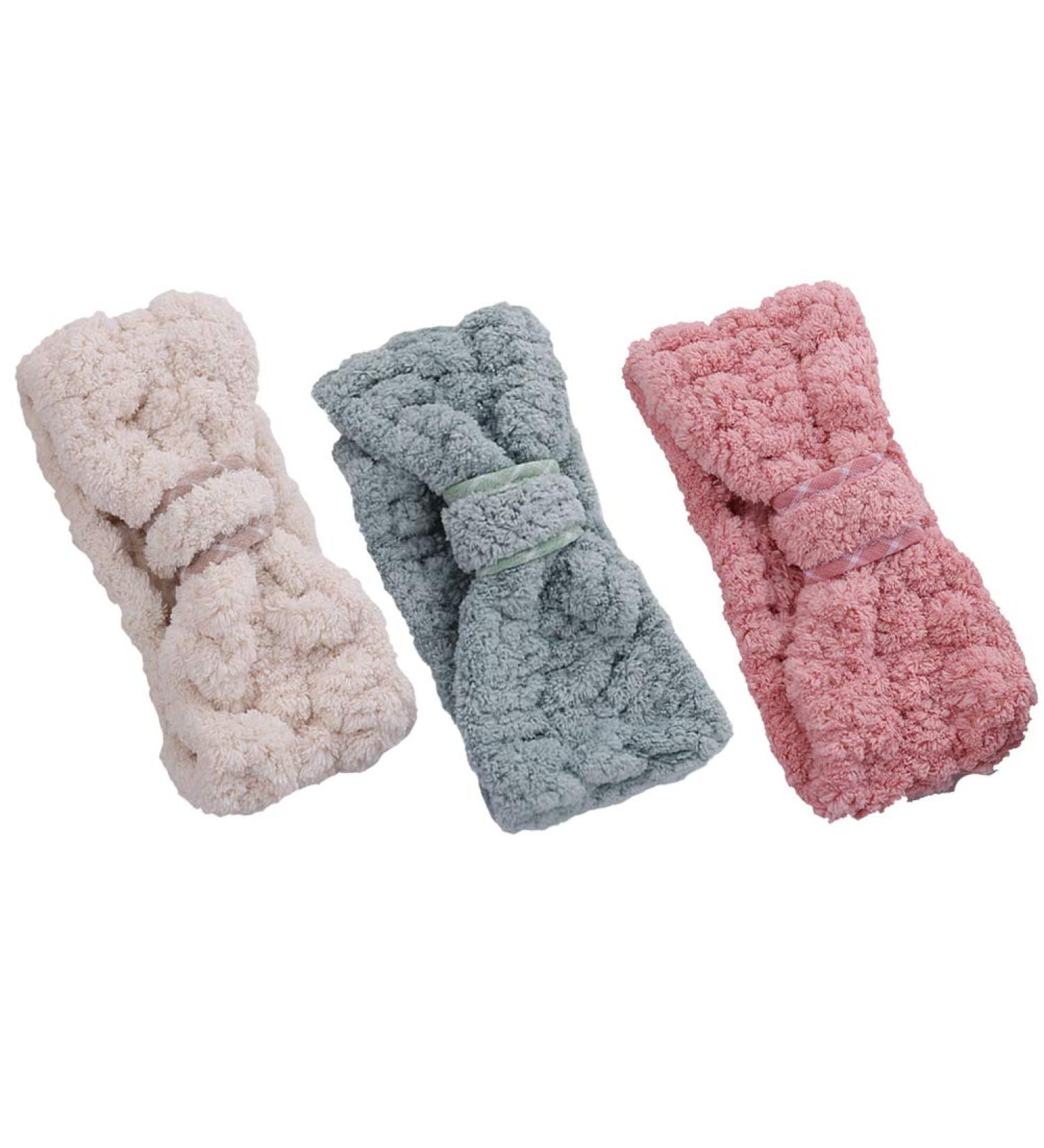 Frcolor 3-Piece Coral Fleece Makeup Headband Set - Soft Spa Hair Bands with Bowknot for Shower & Face Washing | Elastic Cosmetic Hair Accessories - Buy Online on GoSupps.com