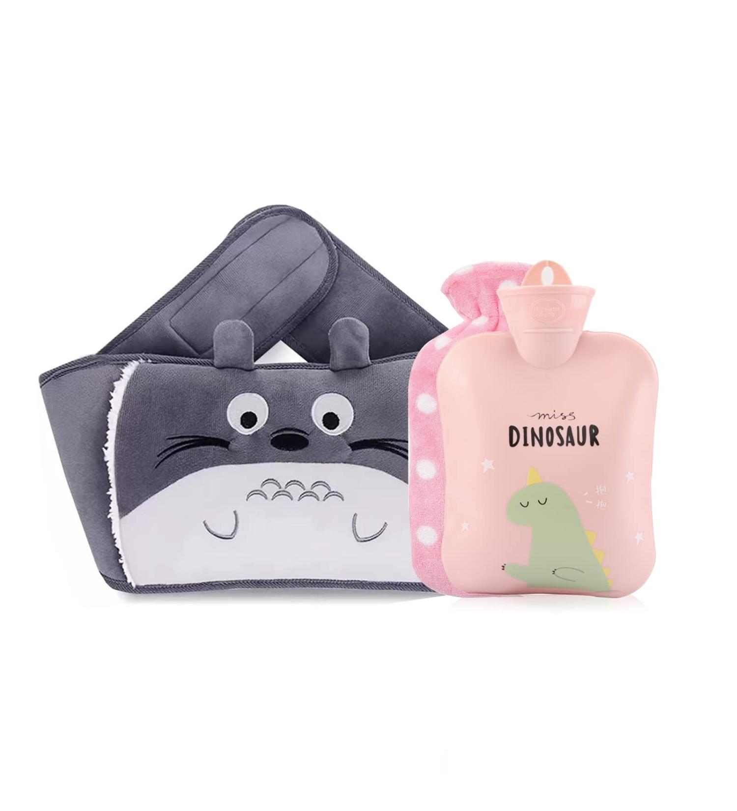 Cartoon Gray Hot Water Bottle with Waist Cover - Cozy Warm Water Bag - Buy Online on GoSupps.com
