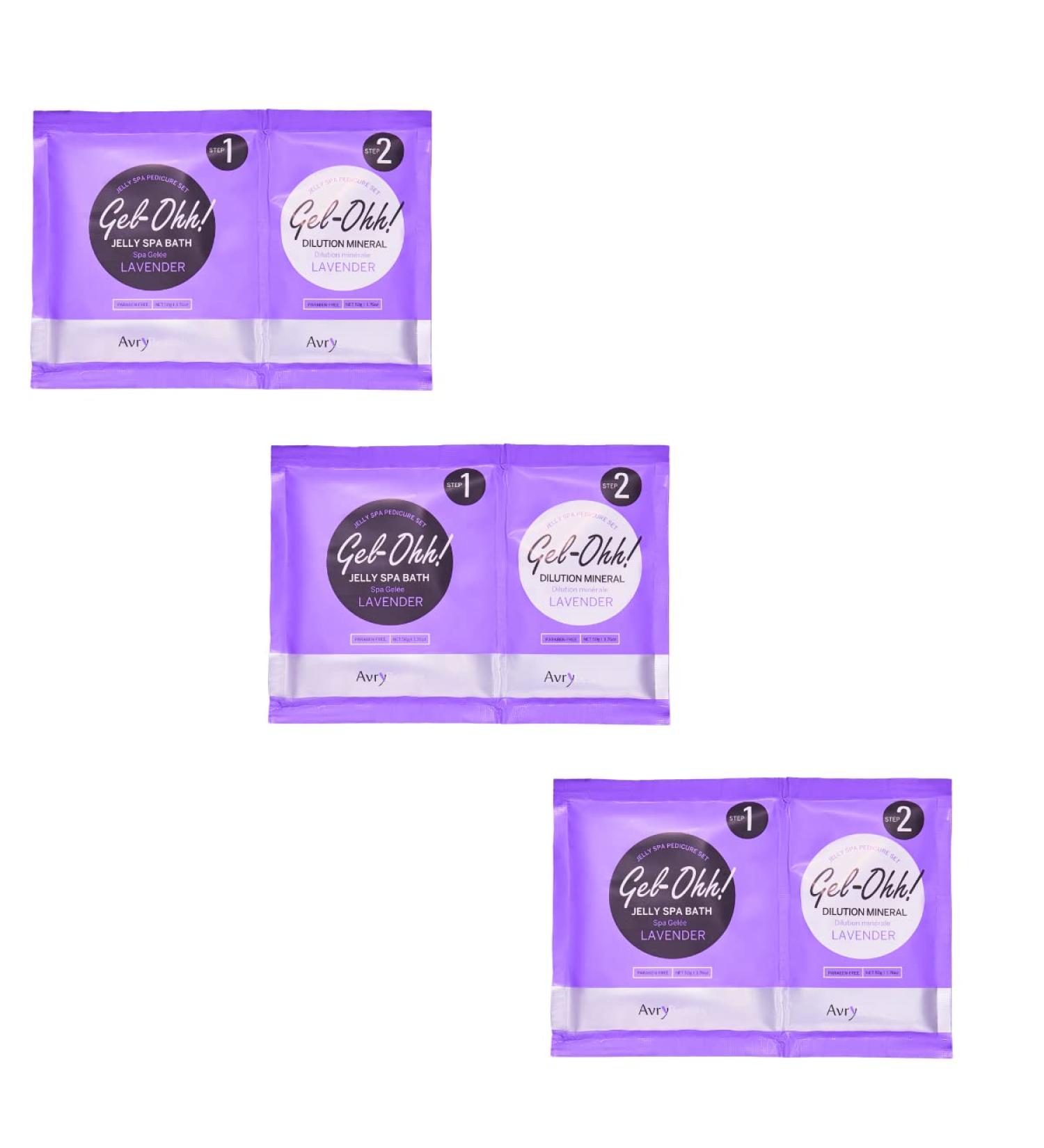 AVRYBEAUTY Lavender Infused Gel-Ohh Jelly Spa Bath 3 Pack for DIY Pedi at Home | Scented Pedicure Salon Services - Buy Online on GoSupps.com