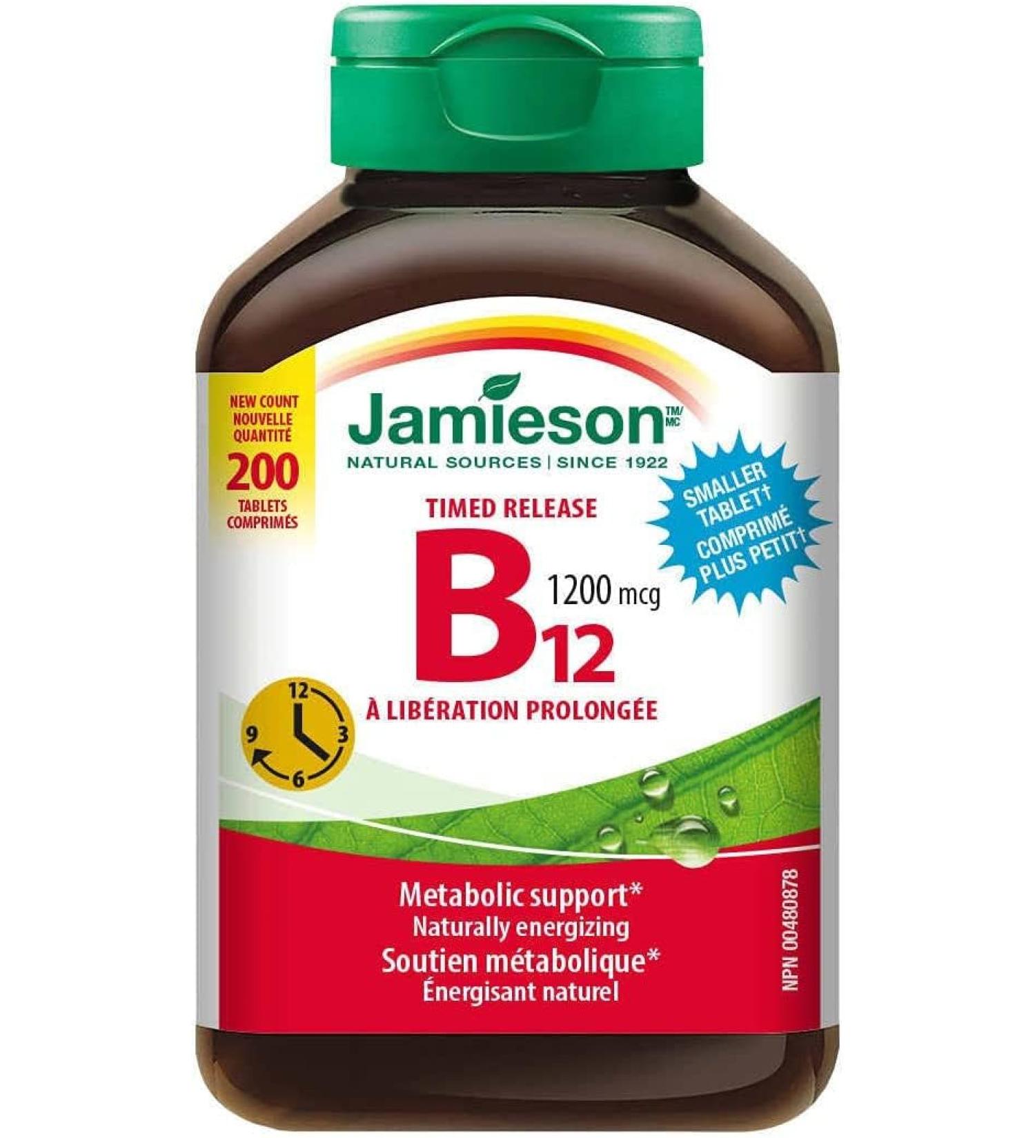 Jamieson Vitamin B12 1200mcg Timed Release 200 Tablets - Buy Online on GoSupps.com