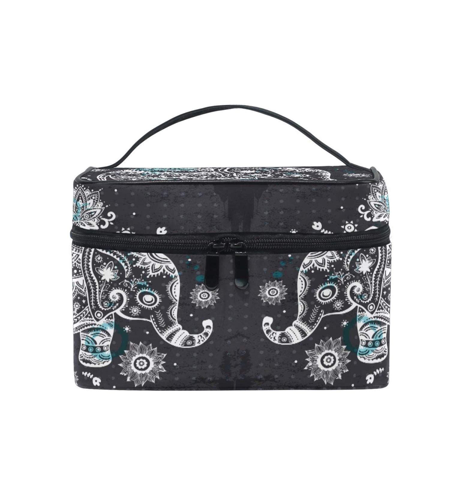 Elephant India Art Cosmetic Bag Organizer - Zipper Makeup & Toiletry Bag for Women & Girls - Buy Online on GoSupps.com