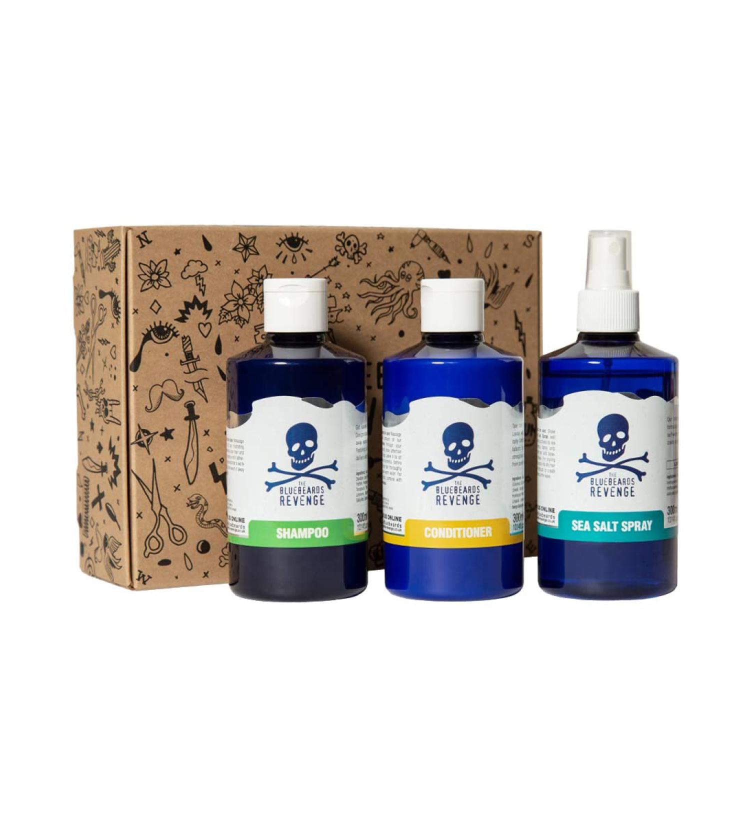 The Bluebeards Revenge Shower & Styling Set Men s 3 piece gift set Includes Shampoo (300ml) Conditioner (300ml) & Sea Salt Spray (300ml) - Buy Online on GoSupps.com