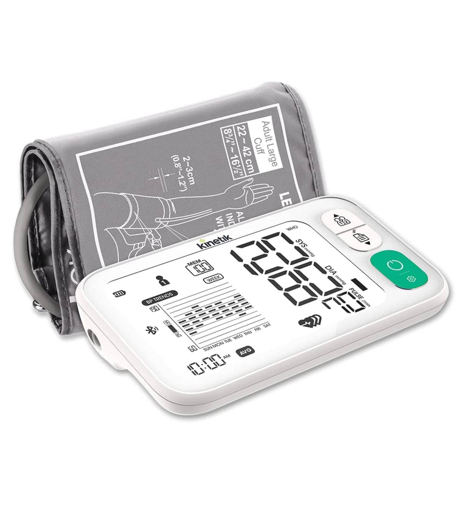 Kinetik Wellbeing Smart Blood Pressure Monitor - NHS Approved Universal Cuff (22-42cm) - St John Ambulance Recommended - Buy Online on GoSupps.com