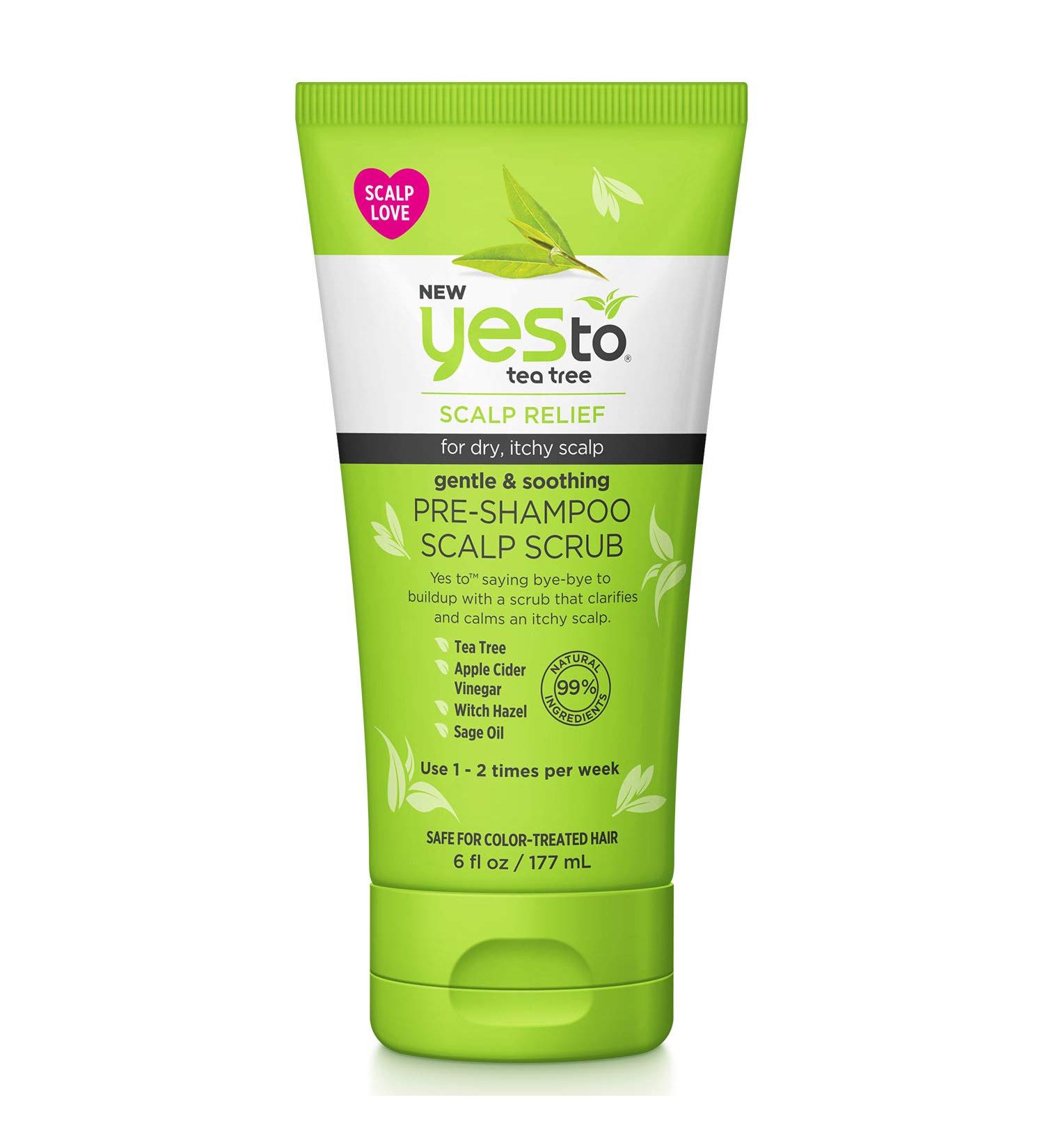 Yes To Tea Tree Pre-Shampoo Scalp Scrub - Gentle Exfoliant for Itchy Scalp - Removes Build Up with Tea Tree, Witch Hazel, Apple Cider Vinegar, Sage Oil - 6 Fl Oz, Natural & Cruelty-Free - Buy Online on GoSupps.com