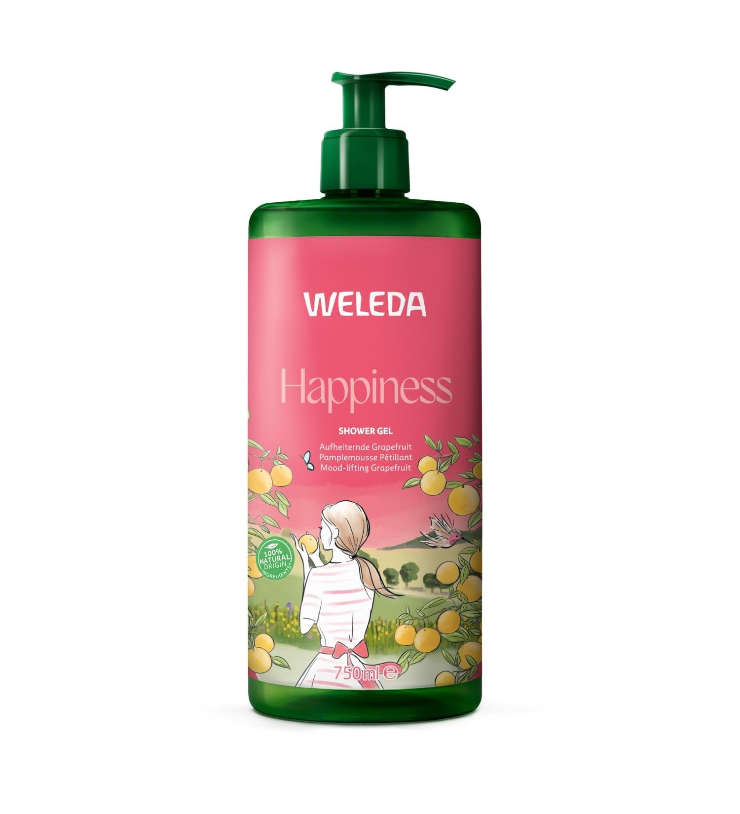 WELEDA Happiness Gel Douche Pamplemousse P tillant Gel Douche Parfum Agrumes 100% Naturel Ingr dients 100% D Origine Naturelle Effet Bonne Humeur Grand Format Vegan NATRUE 750ml Bonheur 750 ml (Lot de 1) - Buy Online on GoSupps.com