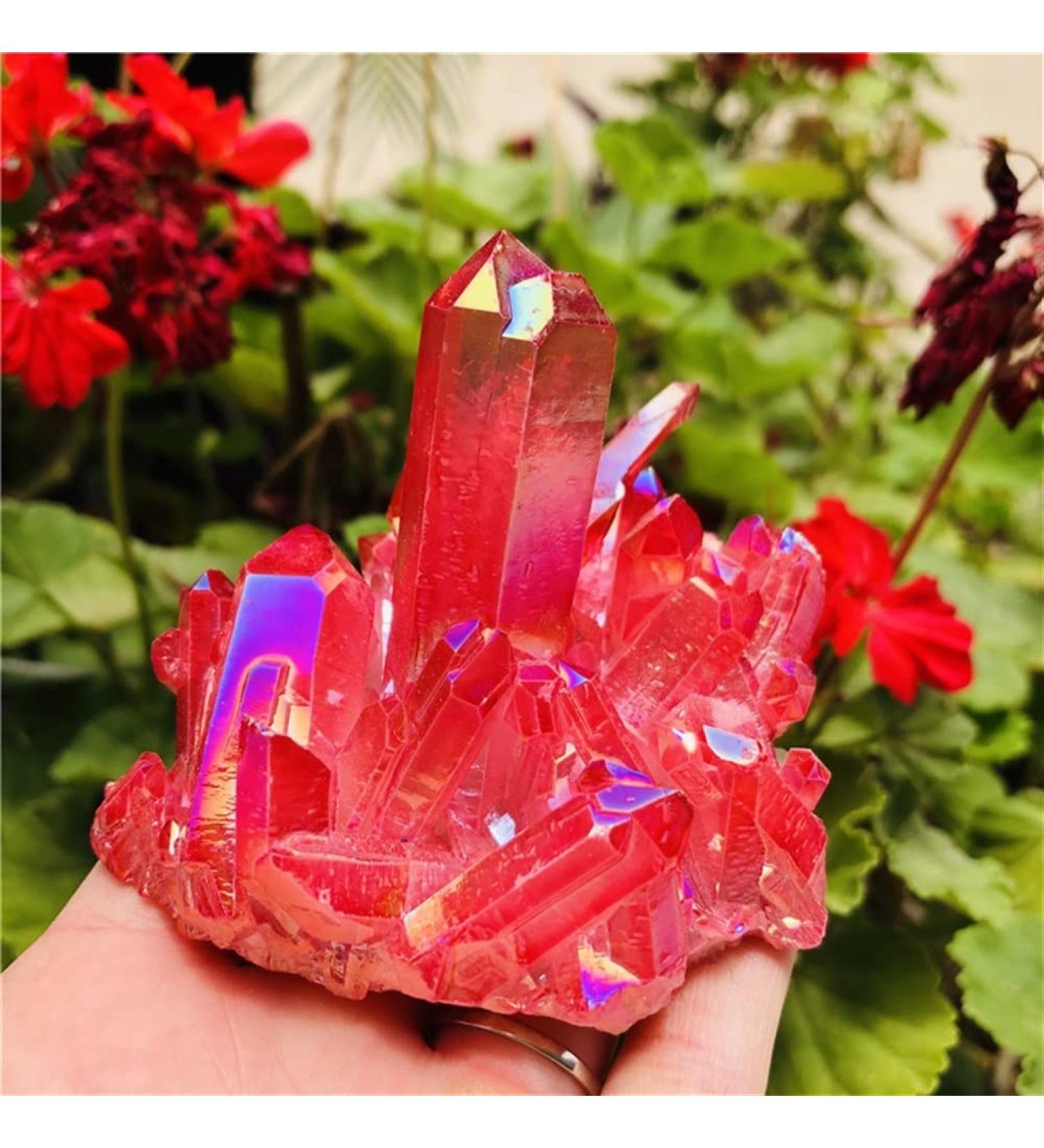 Home Decoration Natural Crystal Quartz Flame Aura Quartz Crystal Cluster Ore Specimens Random delivery Stones (Color : Rojo Size : 100-130g) 100-130g Red - Buy Online on GoSupps.com