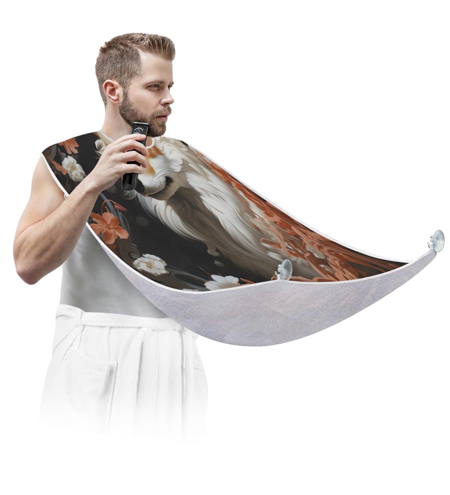 Pretty Fox Beard Bib Apron | Beard Hair Catcher for Men | Ideal Fathers Day & Christmas Gift for Dad & Husband - Includes 2 Suction Cups - Buy Online on GoSupps.com