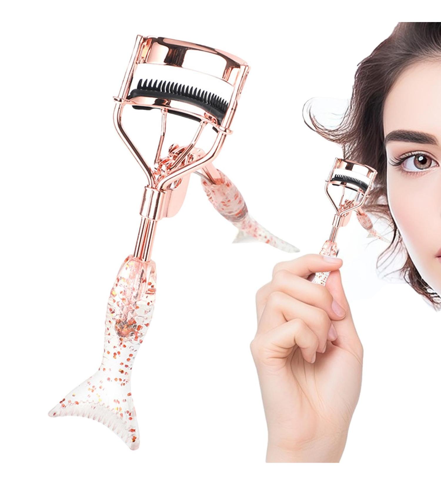 Uozonit Eyelash Curler for Eyelashes Eyelash Curler Fishtail Shaped Small Eyelash Curler with Comb Teeth Ergonomic Eyelash Tools Beautiful Portable Makeup Accessories for Opening Eyes and A4 Electroplated Rose Gold With Black Comb Rose - Buy Online on GoSupps.com