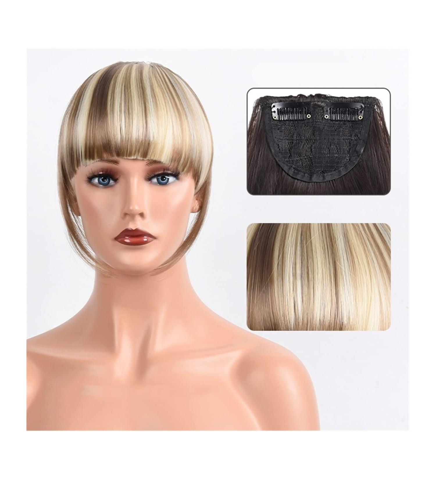 Bangs Hair Clip Synthetic Heat Resista Fake Bangs French Bangs Hair Piece Clip in Thick Natural Full Bangs Straight Fringe with Temples for Women Girls Bangs Clip in Hair (Color : 123-09 Size : 15c 15cm 123-09 - Buy Online on GoSupps.com