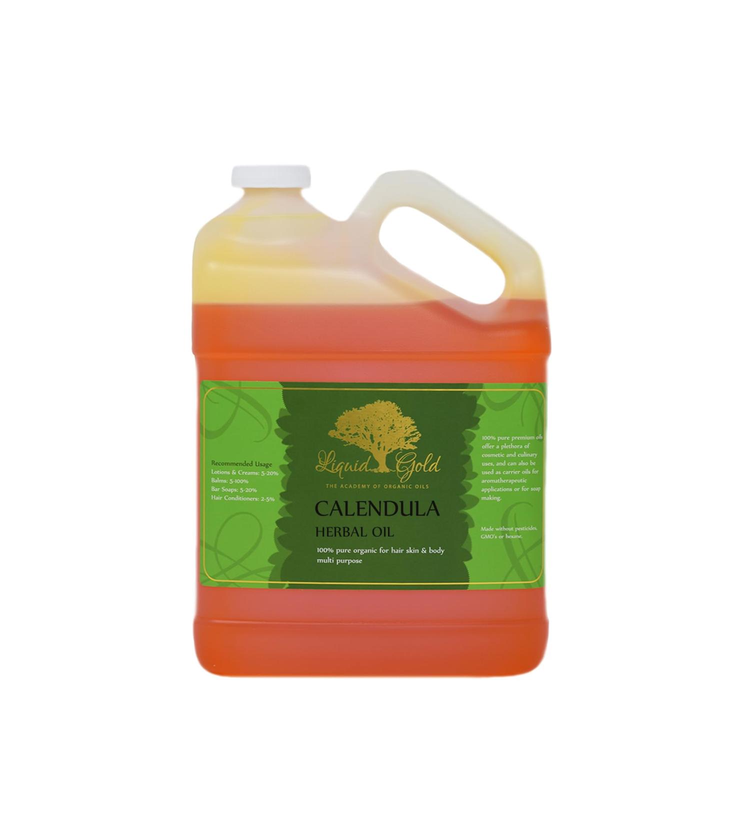Liquid Gold Inc - 1 Gallon - Premium Calendula Herbal Infused Oil - Pure Natural Organic Skin Hair Body Care - Buy Online on GoSupps.com