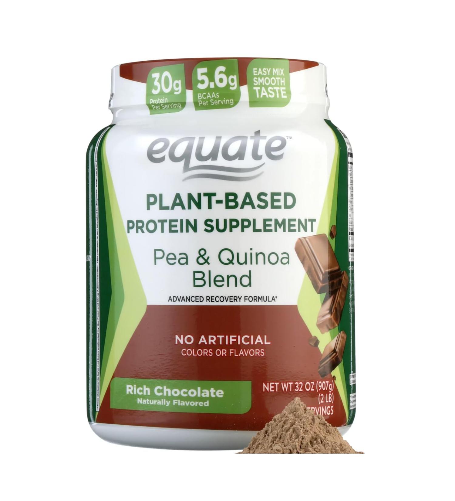 Shop Equate Plant-Based Protein Supplement - Rich Chocolate No Artificial Colors 32oz | International Shipping Available - Buy Online on GoSupps.com
