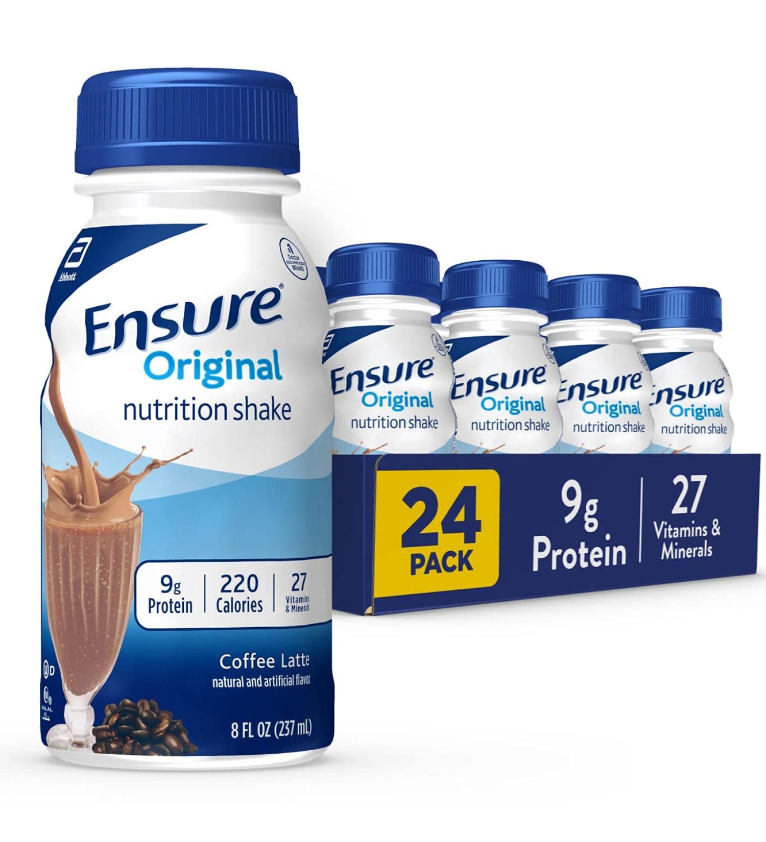 Ensure Original Nutrition Shake Coffee Latte 8 Fl Oz - Pack of 24 | Immune System Support & Balanced Nutrition for Meal Replacement - Buy Online on GoSupps.com