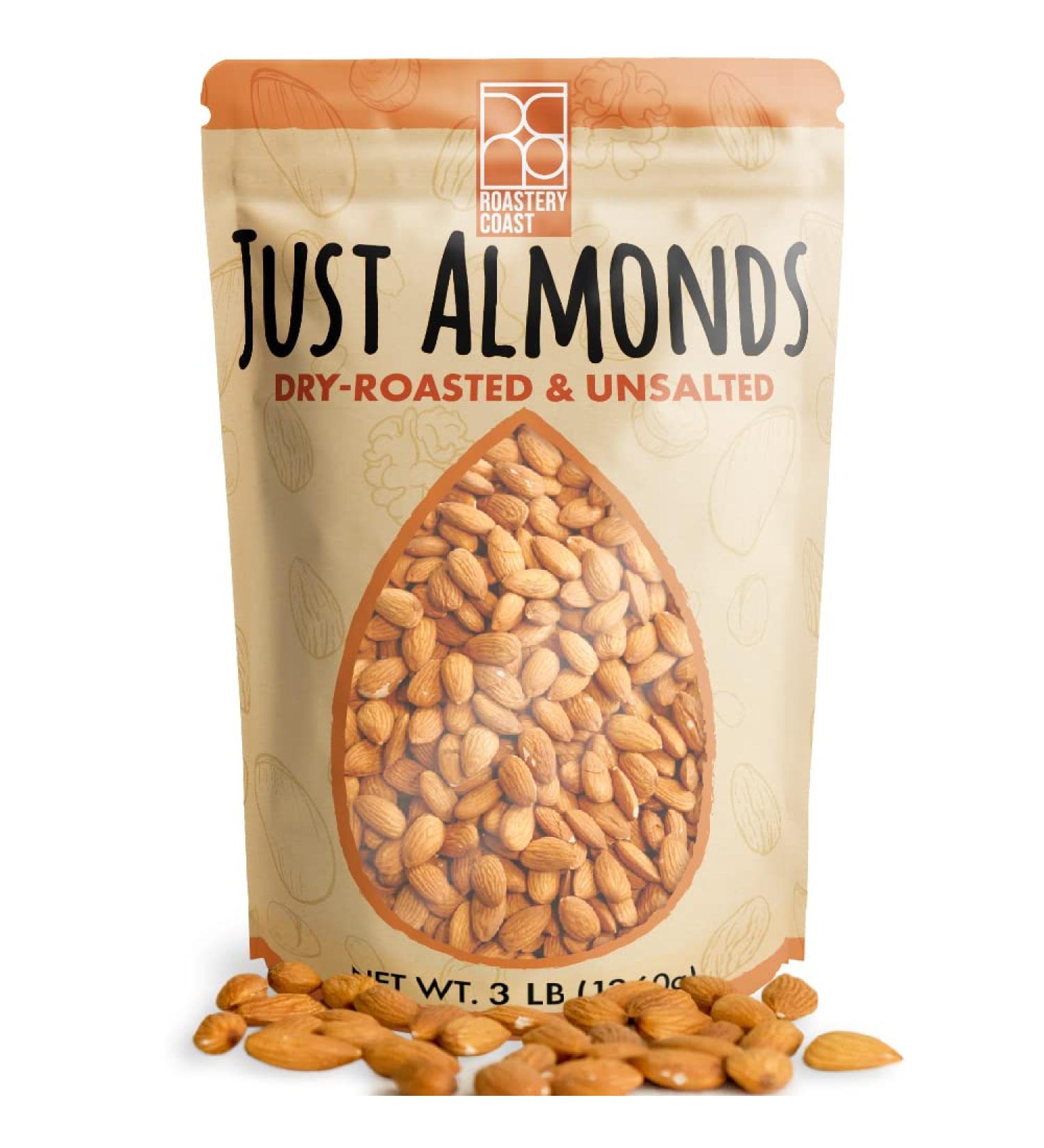 Roastery Coast - Daily Nuts Just Roasted Almonds | Almonds Bulk 3 LB | Unsalted Nuts| Slow Dry Roasted | Steam Pasteurized | Plant Protein | Gluten Free | Non-GMO | Low carb | Keto Snack | Prime Snack A. Unsalted - Buy Online on GoSupps.com