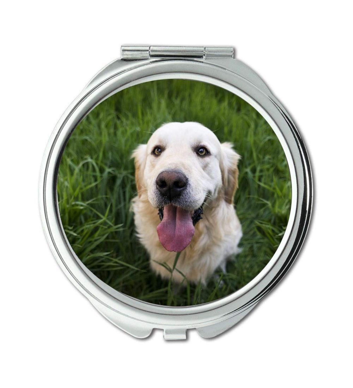 Mirror Travel Mirror Animal Cute Dog Golden Retriever Grass Green Pocket Mirror portable mirror - Buy Online on GoSupps.com