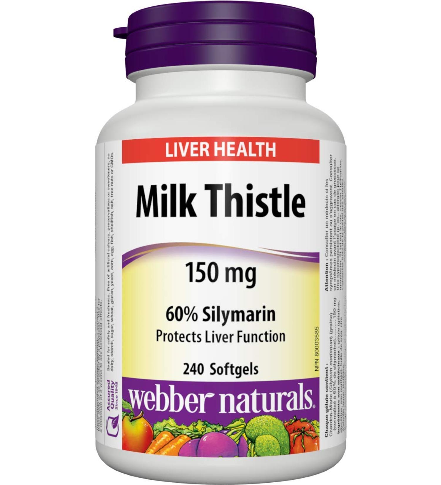 Webber Naturals Milk Thistle Extract 150 Mg 240 count SUPPLEMENT - Buy Online on GoSupps.com