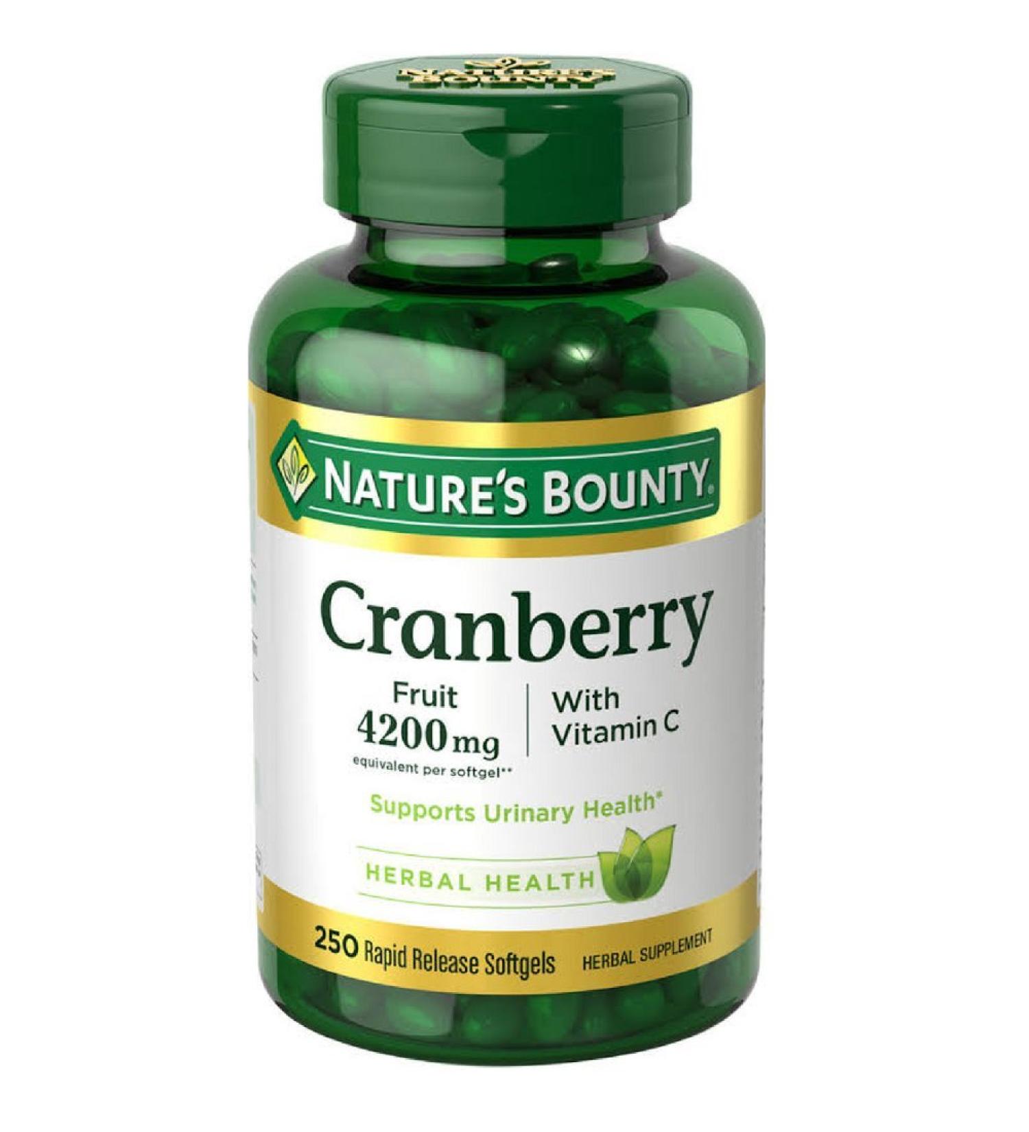 Nature's Bounty Cranberry with Vitamin C 4200 mg 250 Softgels (Pack of 6)