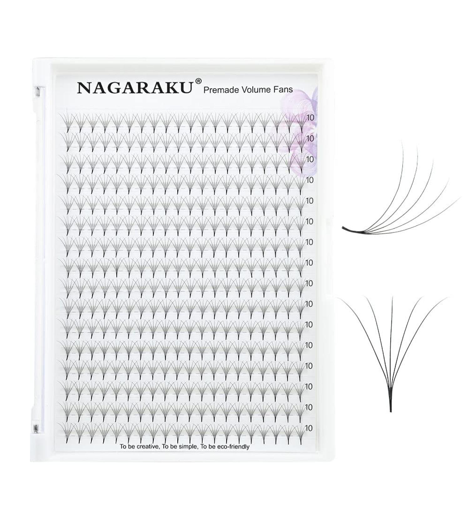 Nagaraku 5D Eyelash Extensions - 320pcs Premade Fans 0.07mm C Curl 10mm - International Shipping Available - Buy Online on GoSupps.com