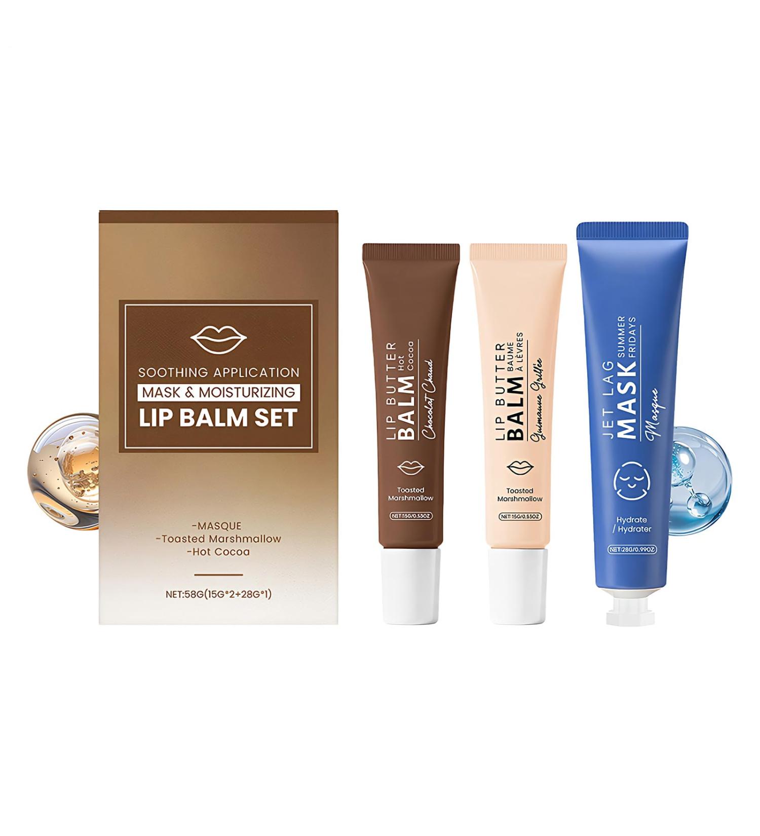  Pruojhw Lip Care Kit - Repair Cream Kit Christmas Lip Balm with Face Mask | For lips facial pores travel Valentine's Day makeup - Buy Online on GoSupps.com