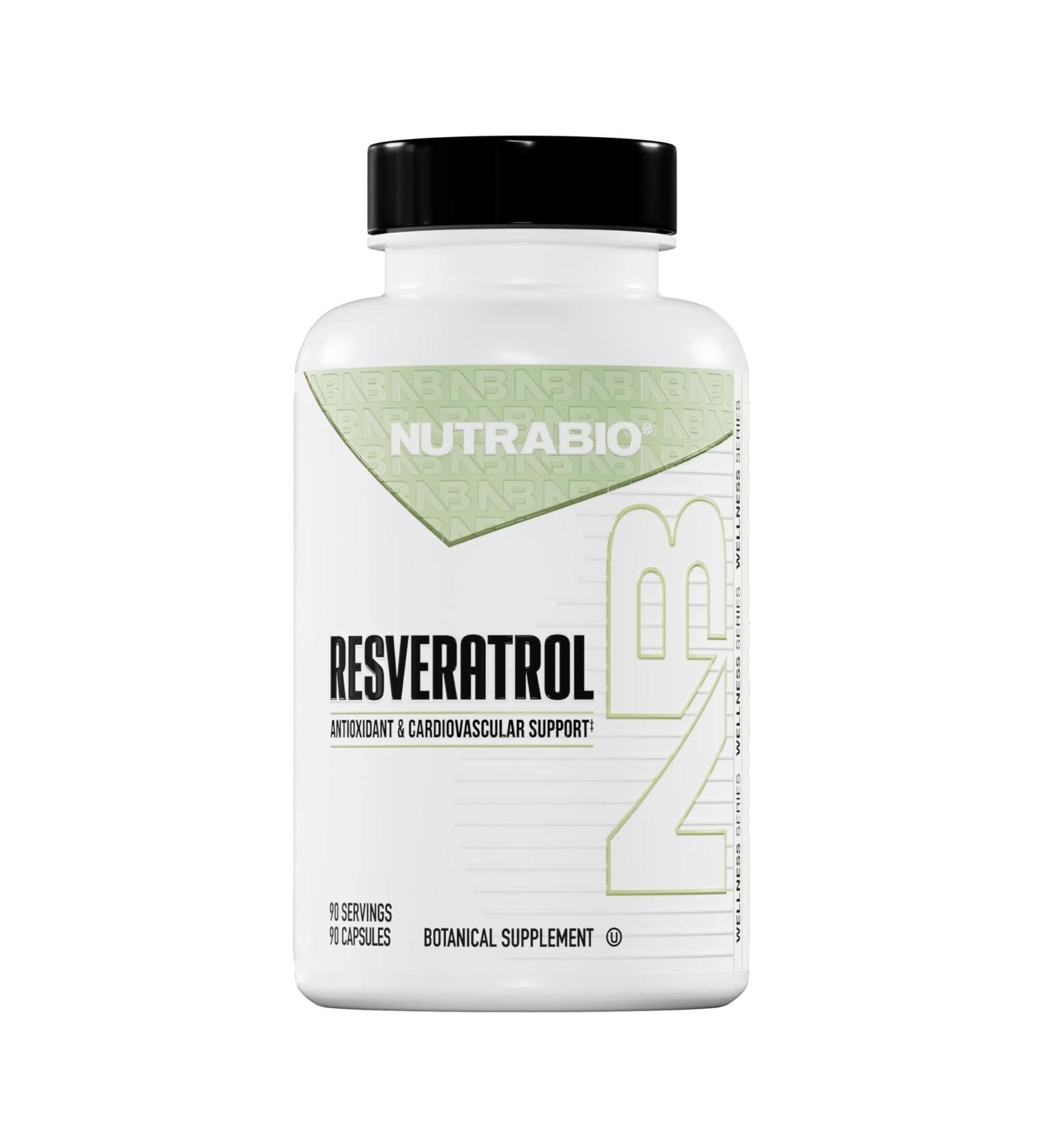 NutraBio 98% Pure Resveratrol Supplement 500mg - Standardized to 490mg Trans Resveratrol Supplement Heart Health and Antioxidant Defense-90 Capsules- 90 Servings - Buy Online on GoSupps.com
