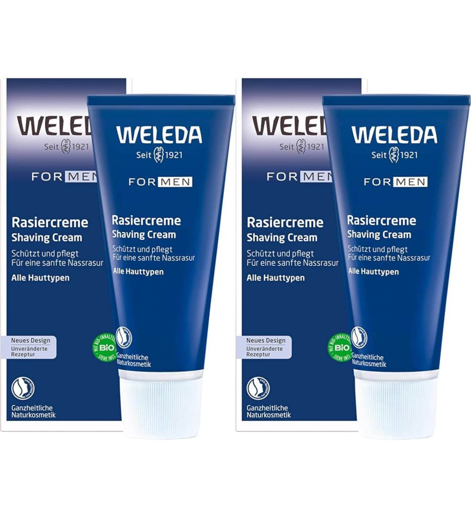 WELEDA Bio for Men Shaving Cream - Natural Razor Foam for Gentle Shave & Skin Protection (75 ml 2-Pack) - Buy Online on GoSupps.com