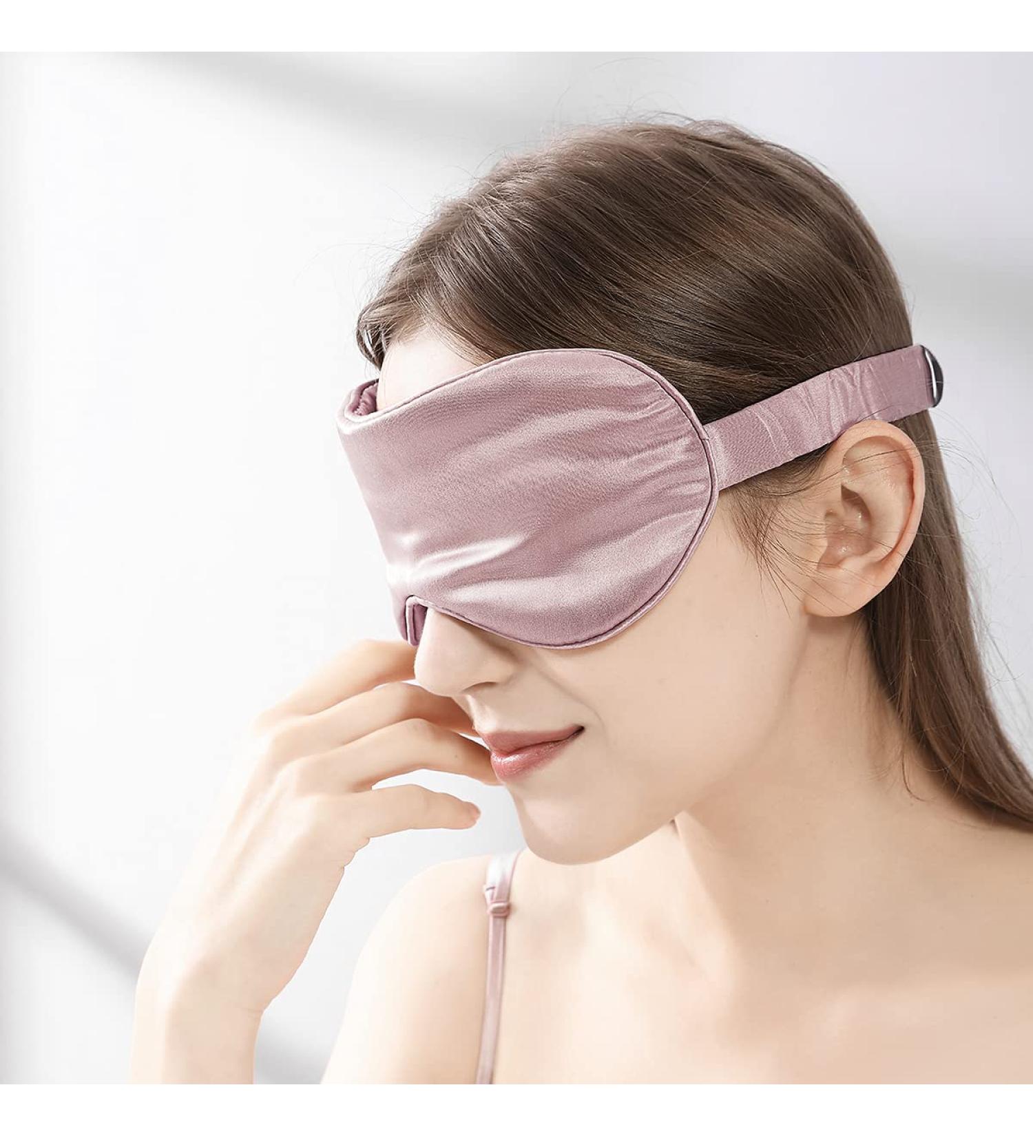 MTSNOO 100% 22 Momme Pure Mulberry Silk Sleep Mask - Soft Comfortable Eye Mask for Sleeping - Pink - Buy Online on GoSupps.com