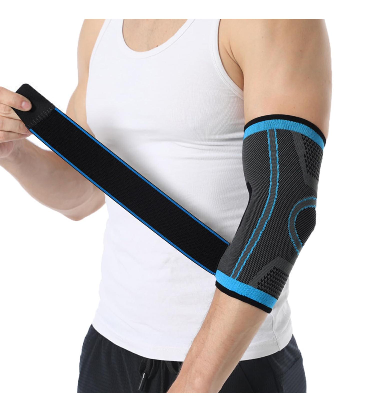 NuCamper Epicondylitis Elbow Bandage 2 pieces compression band elbow bandage for women and men nonslip bandage for gym bodybuilding calisthenics and training Blue M Blue M - Buy Online on GoSupps.com