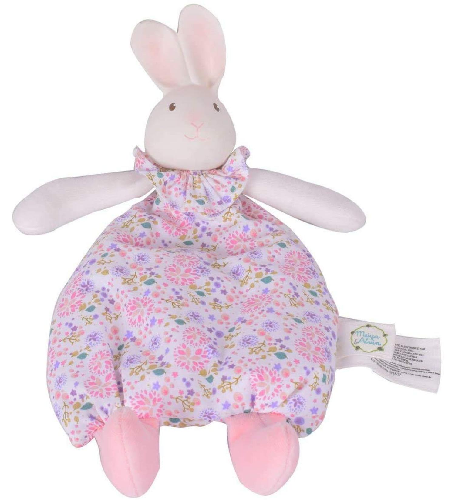 Tikiri Havah The Bunny Flat Toy with Natural Rubber Head (Pink)