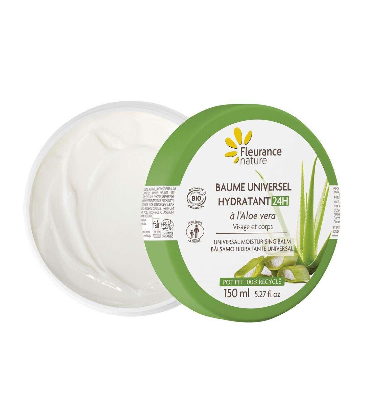 FLEURANCE NATURE - Balsamo Universal Aloe Vera Bio-150 ML - Certified Organic Cosmos Ecocert Body Care - Body Cream for the Whole Family - Balsamo Aloe Vera Bio - 24197