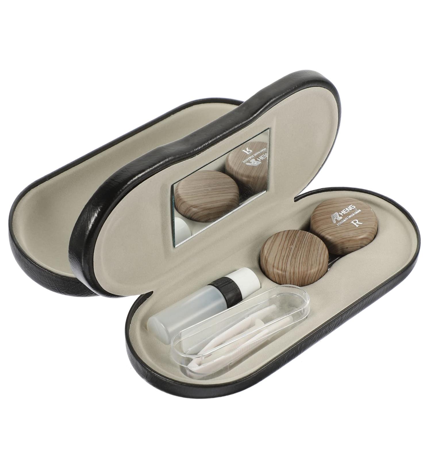 Buy Fondotin Dual-Purpose Collapsible Glasses Case Set - Fashionable Travel Contact Lens & Sunglasses Holder - PU Leather 15.8x7.4cm | International Shipping Available - Buy Online on GoSupps.com