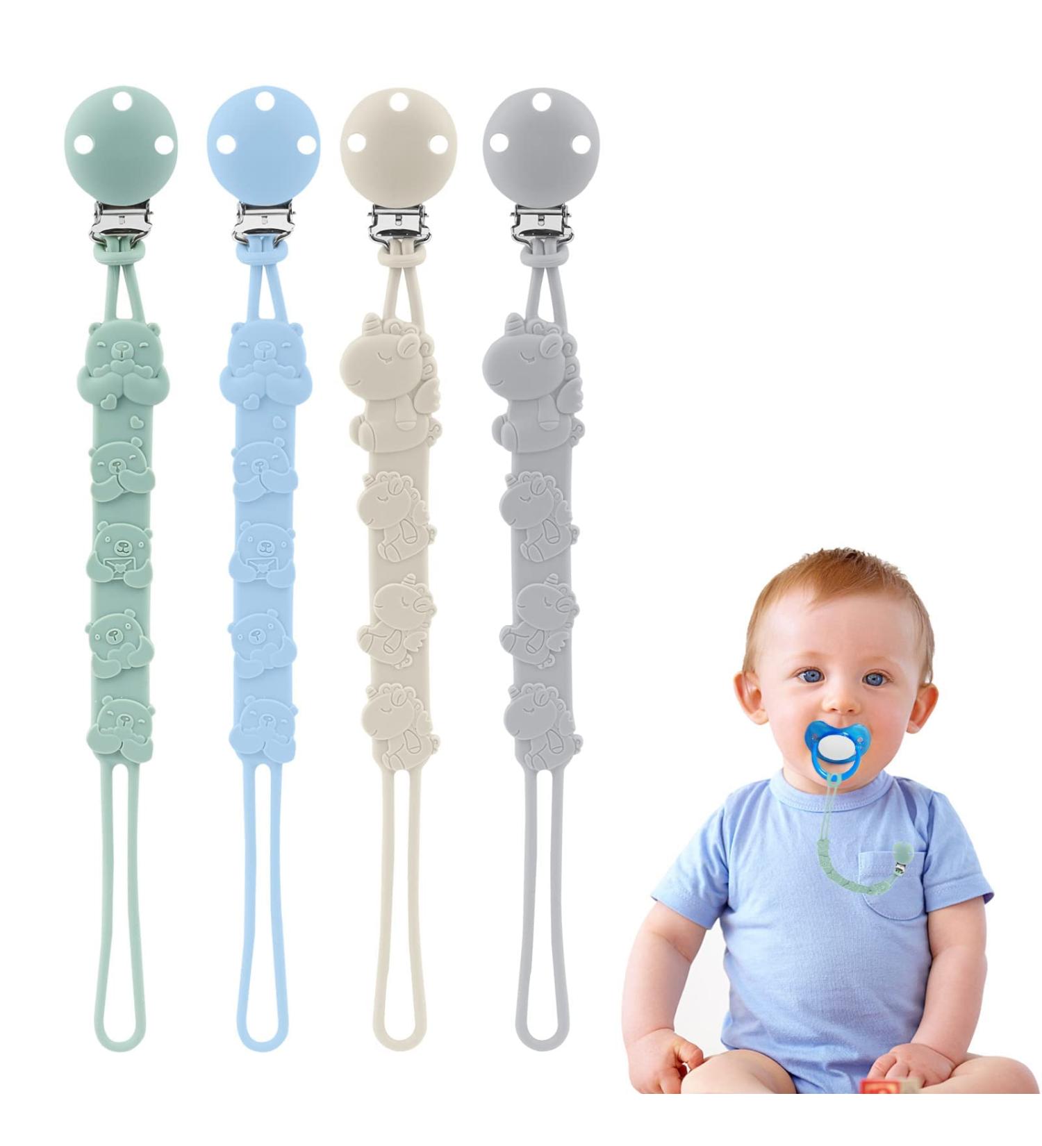 Vicloon Silicone Pacifier Chain - 4 Pack Animal Style Baby Pacifier Clips for Boys & Girls | Ideal Gift for Newborns - Buy Online on GoSupps.com