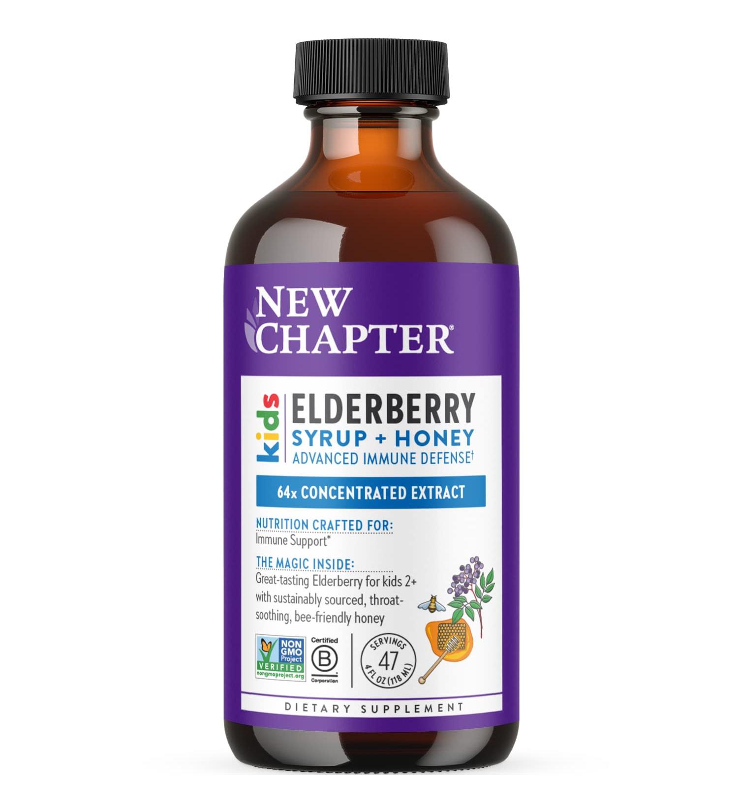 New Chapter Elderberry Kids Syrup - 4 fl oz | Natural Immune Support for Children - Buy Online on GoSupps.com
