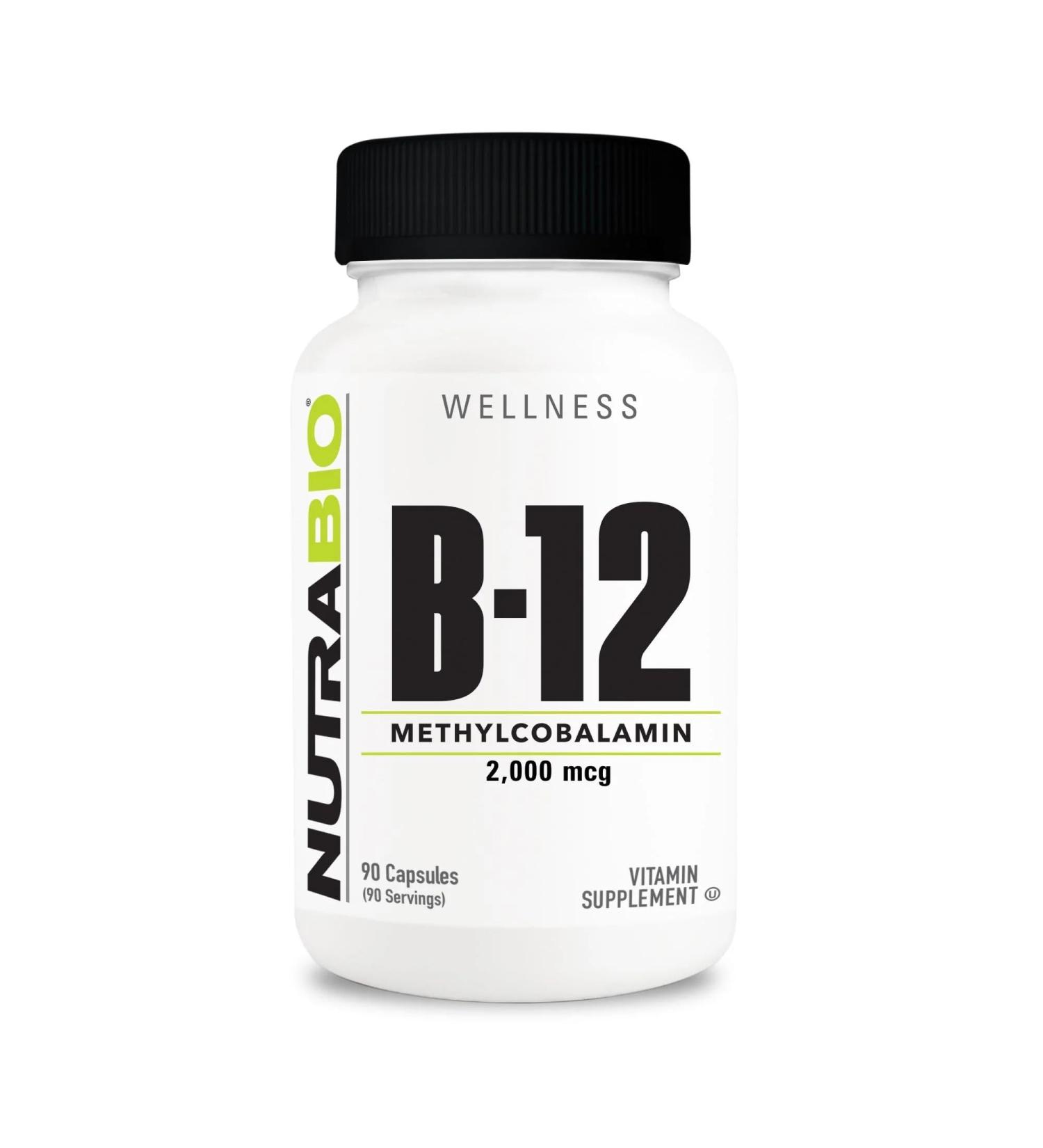 NutraBio Methyl B-12 Vitamin Supplement 2000mcg Promotes Cellular Health and Wellness 90 Vegetable Capsules 90 Count (Pack of 1) - Buy Online on GoSupps.com