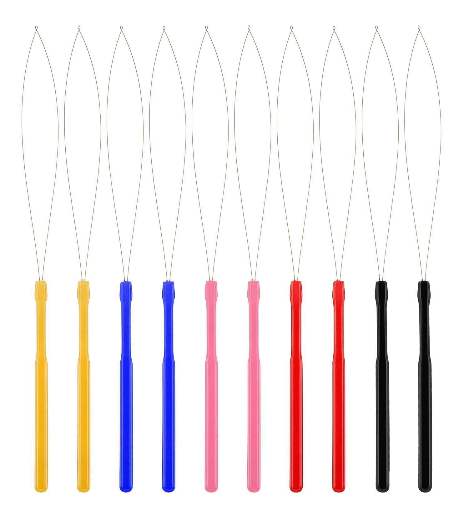 10 Packs Wood Hair Extension Tools - Slope Needle Zughaken Pearl Device for Hair/Feather Extensions - Multi-Colored Loop Tools for Seamless Application - Buy Online on GoSupps.com
