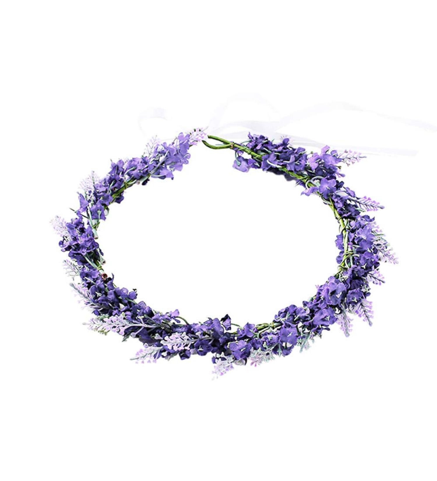 Lavender Flower Wreath Headband Crown | Bridal & Women's Hair Accessory for Weddings & Parties - Buy Online on GoSupps.com
